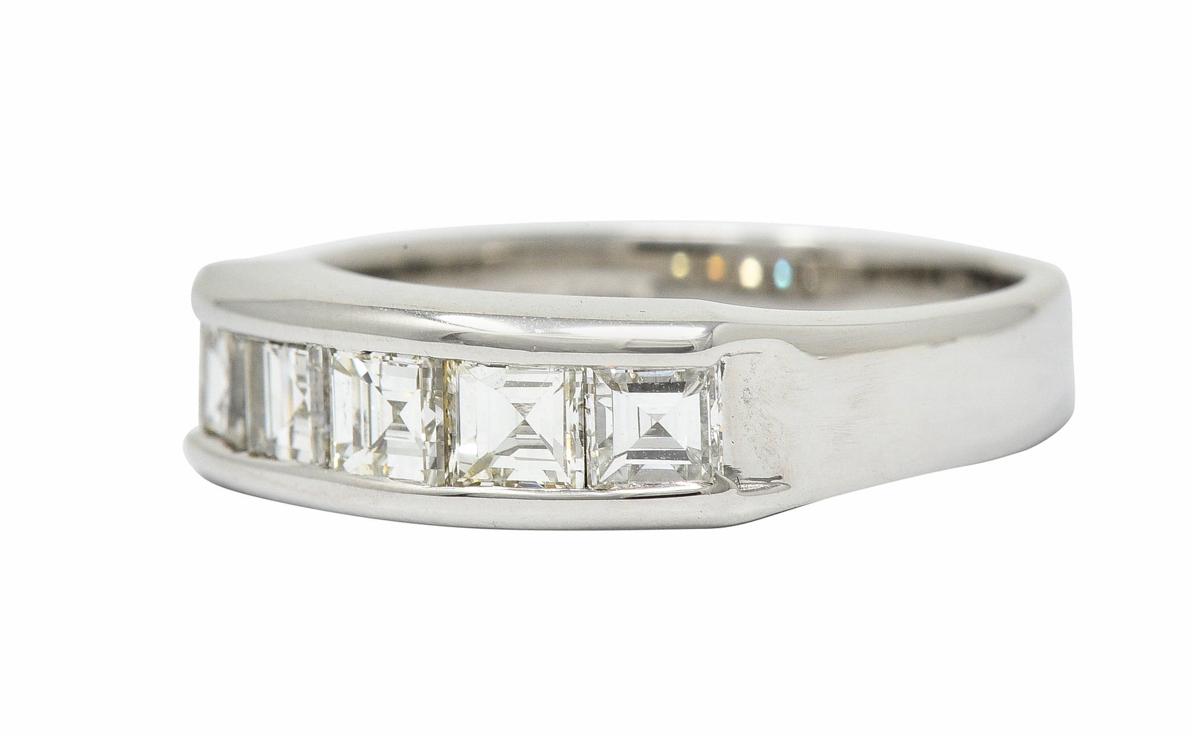 Contemporary 1.03 CTW Square Step Cut Diamond Platinum Stacking Band RingRing - Wilson's Estate Jewelry