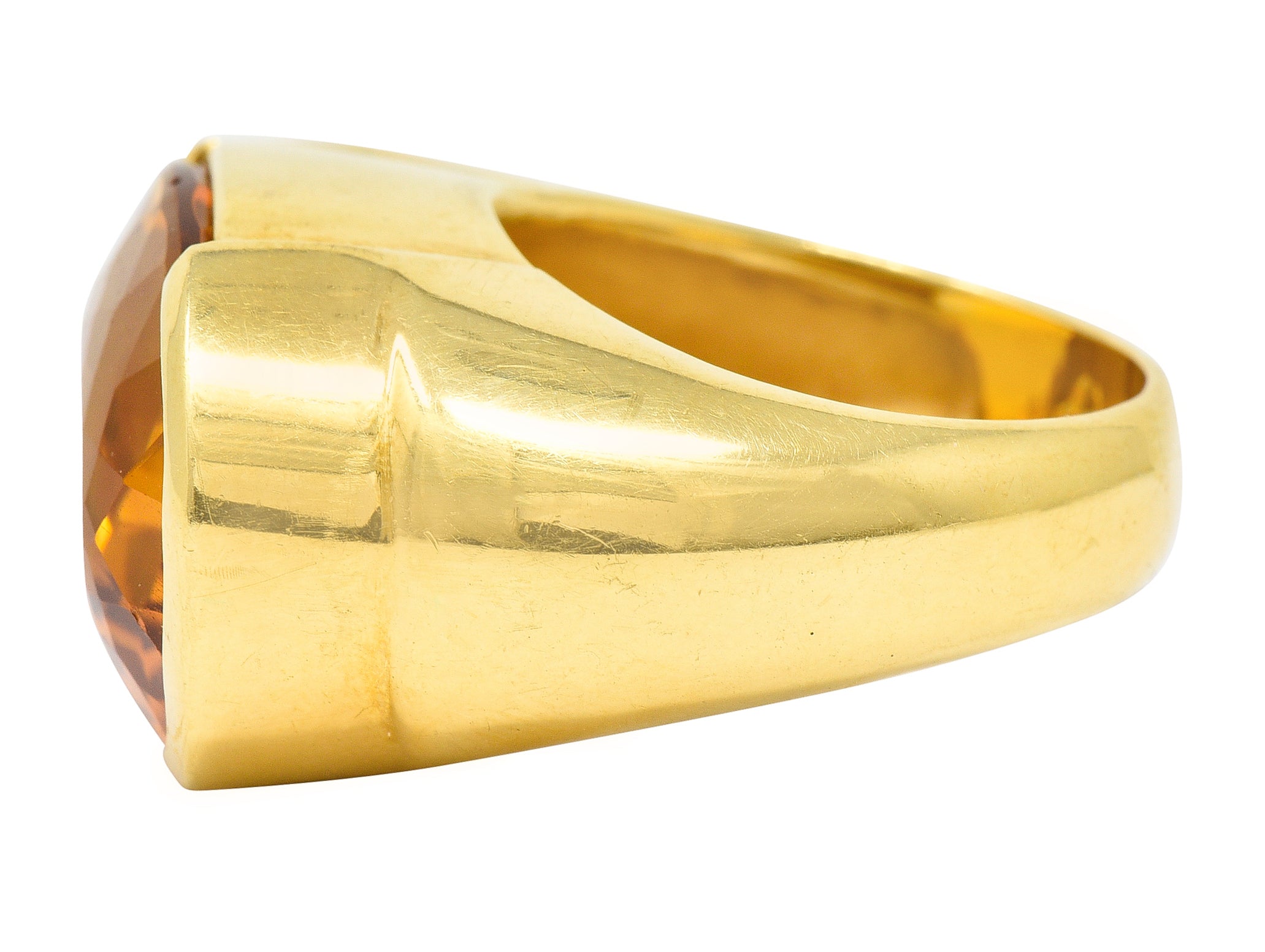 1960's Vintage Citrine 18 Karat Yellow Gold Statement Gemstone Ring Wilson's Estate Jewelry