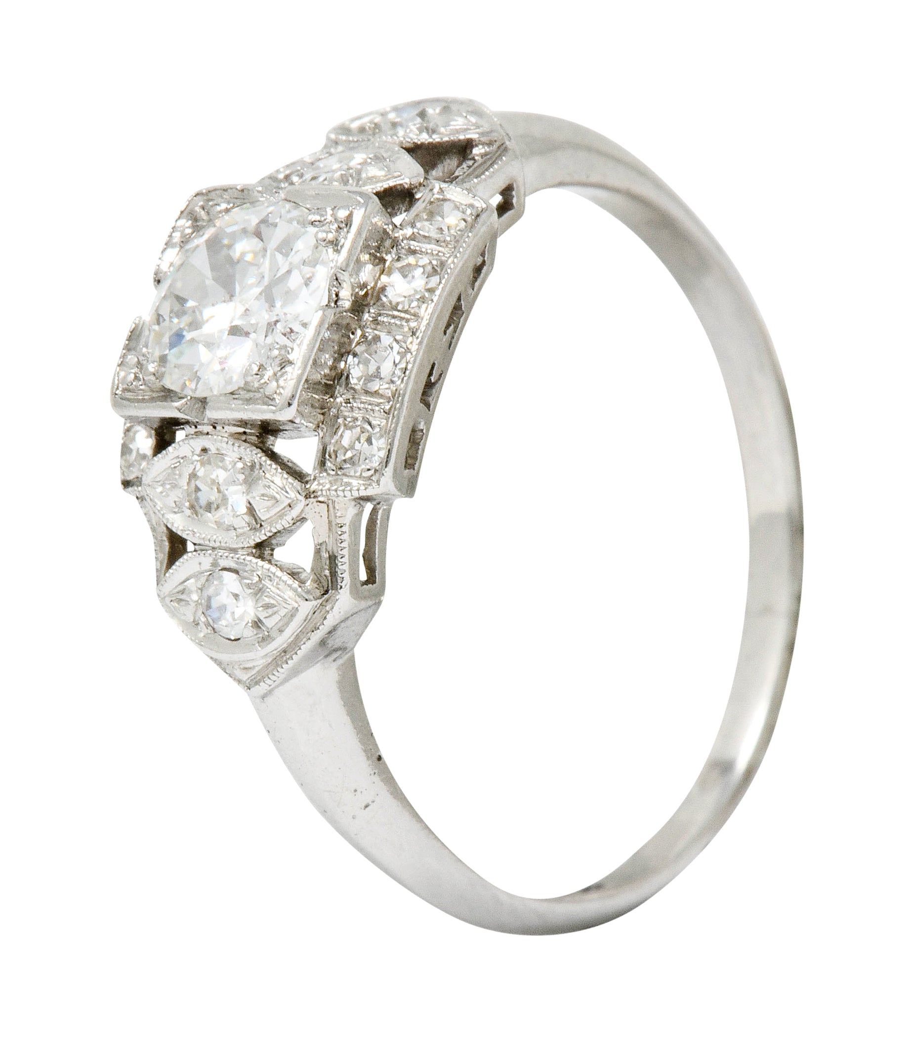 Late Art Deco 0.72 CTW Diamond Platinum Engagement Ring - Wilson's Estate Jewelry