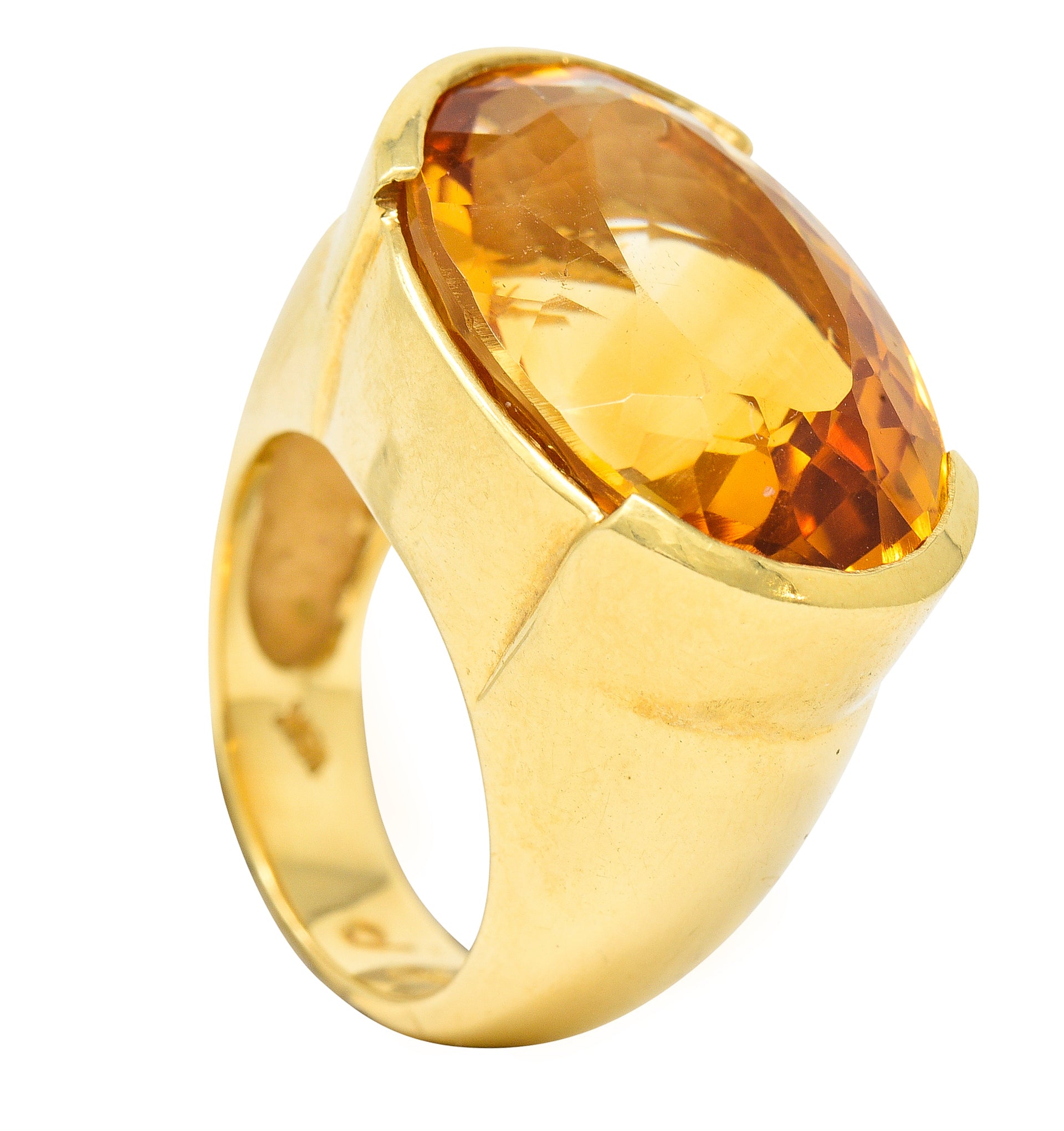 1960's Vintage Citrine 18 Karat Yellow Gold Statement Gemstone Ring Wilson's Estate Jewelry