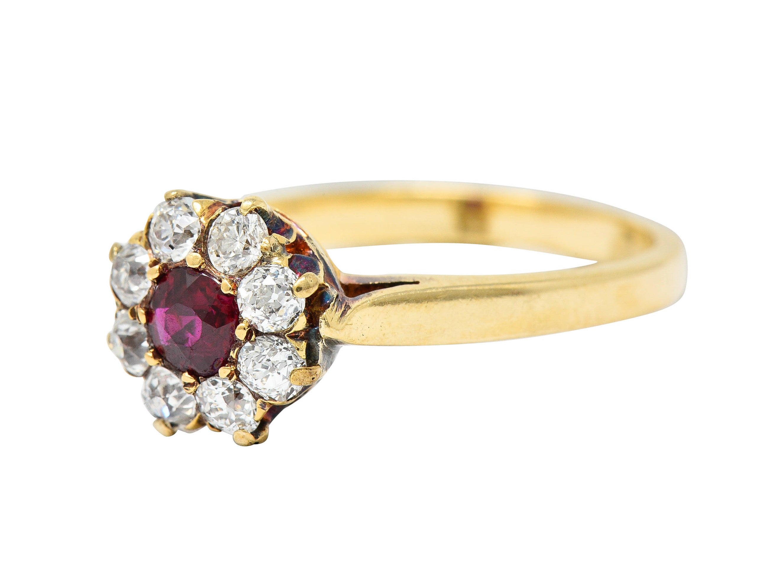 Victorian 0.92 CTW Ruby Diamond 14 Karat Gold Cluster Ring Circa 1900Ring - Wilson's Estate Jewelry