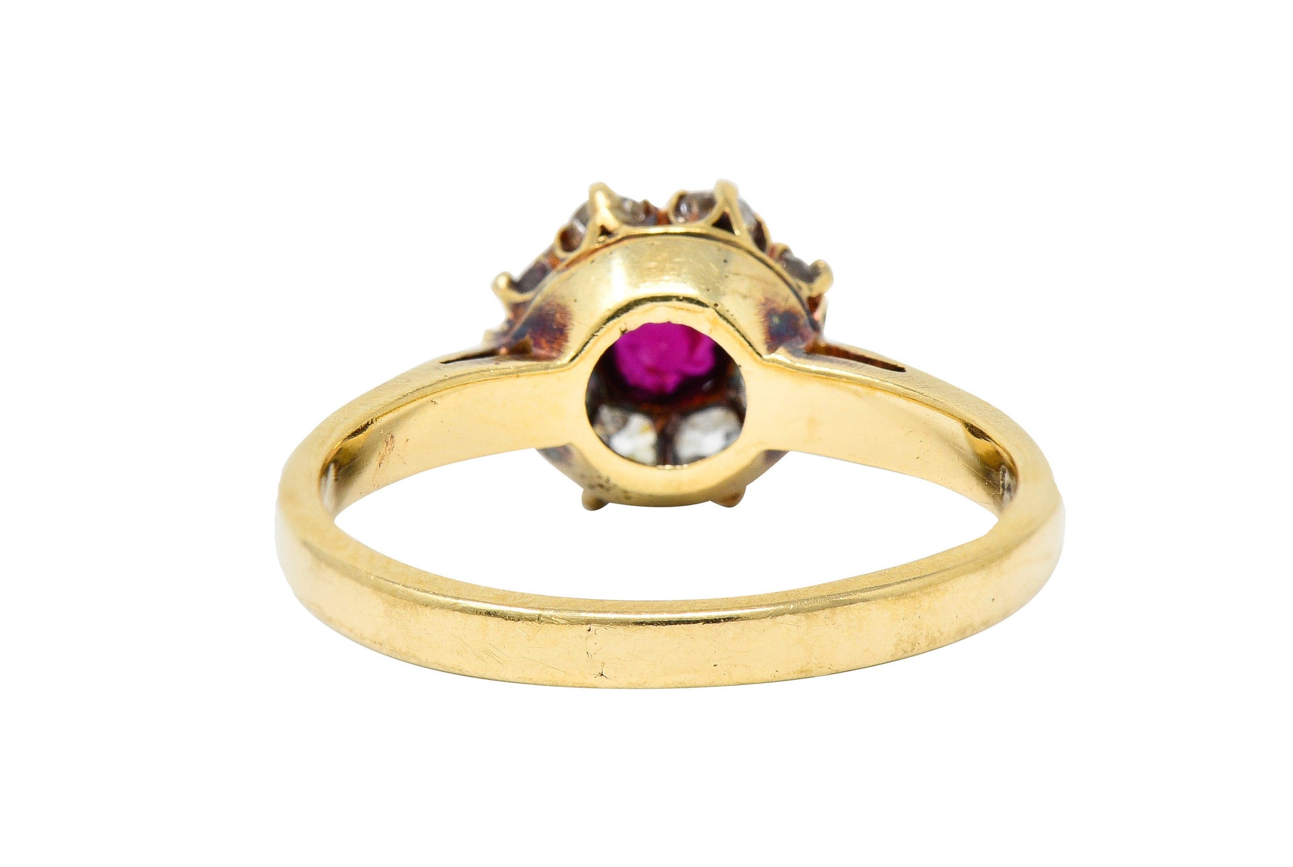 Victorian 0.92 CTW Ruby Diamond 14 Karat Gold Cluster Ring Circa 1900Ring - Wilson's Estate Jewelry