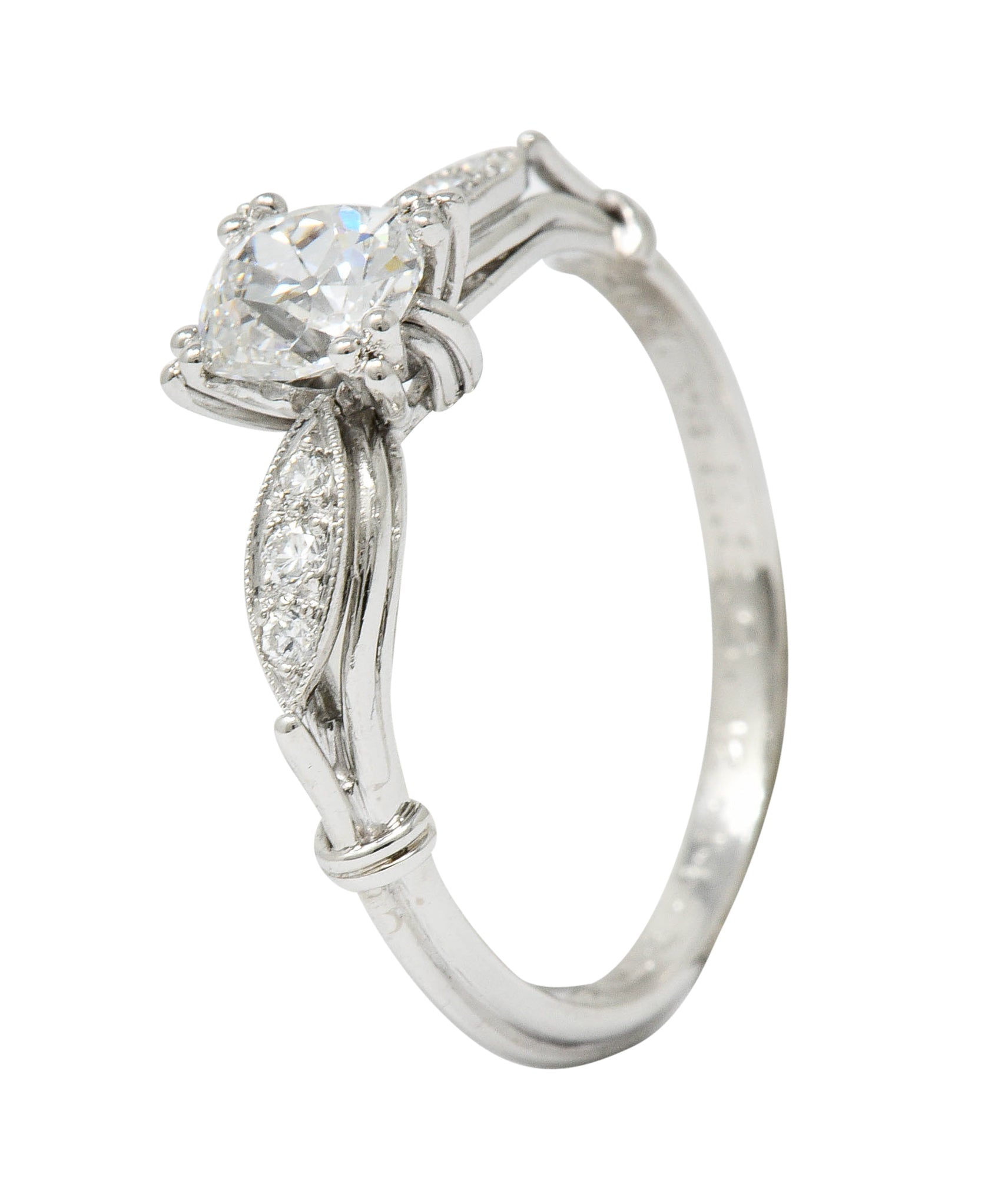 Art Deco 0.75 CTW Diamond Platinum Engagement Ring GIARing - Wilson's Estate Jewelry