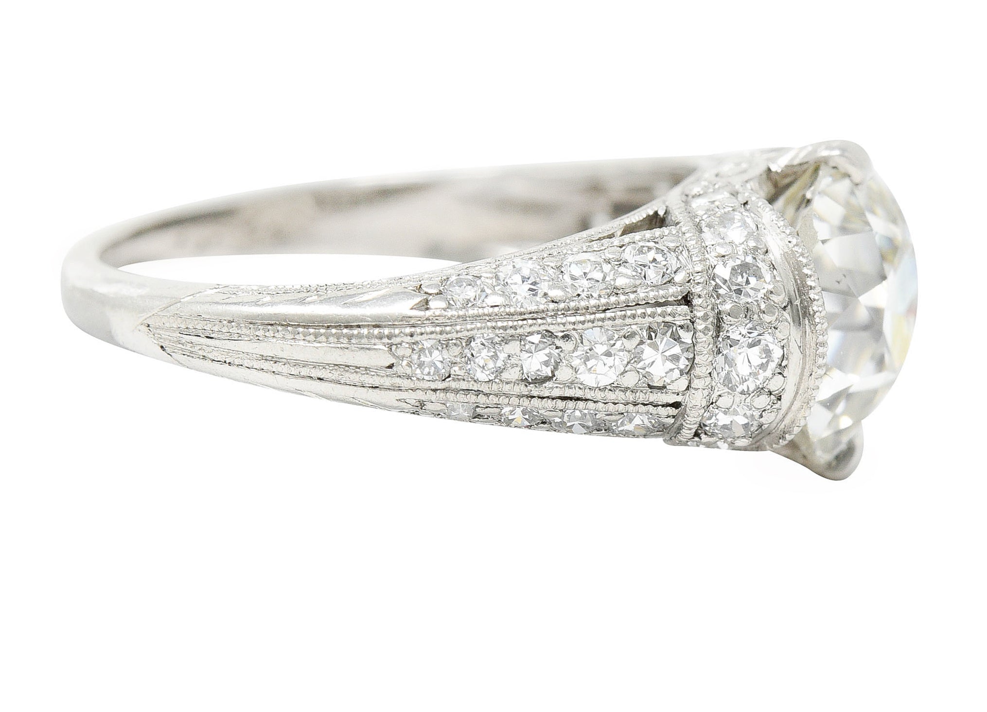 Edwardian 3.00 CTW Diamond Platinum Scrolled Engagement RingRing - Wilson's Estate Jewelry