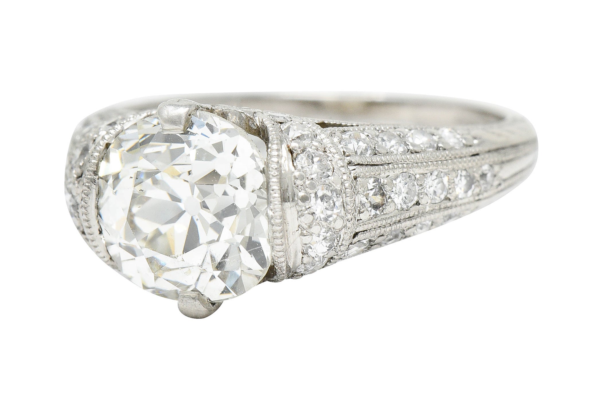 Edwardian 3.00 CTW Diamond Platinum Scrolled Engagement RingRing - Wilson's Estate Jewelry