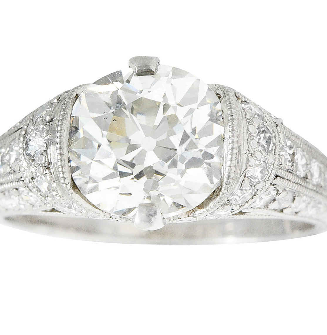 Edwardian 3.00 CTW Diamond Platinum Scrolled Engagement RingRing - Wilson's Estate Jewelry