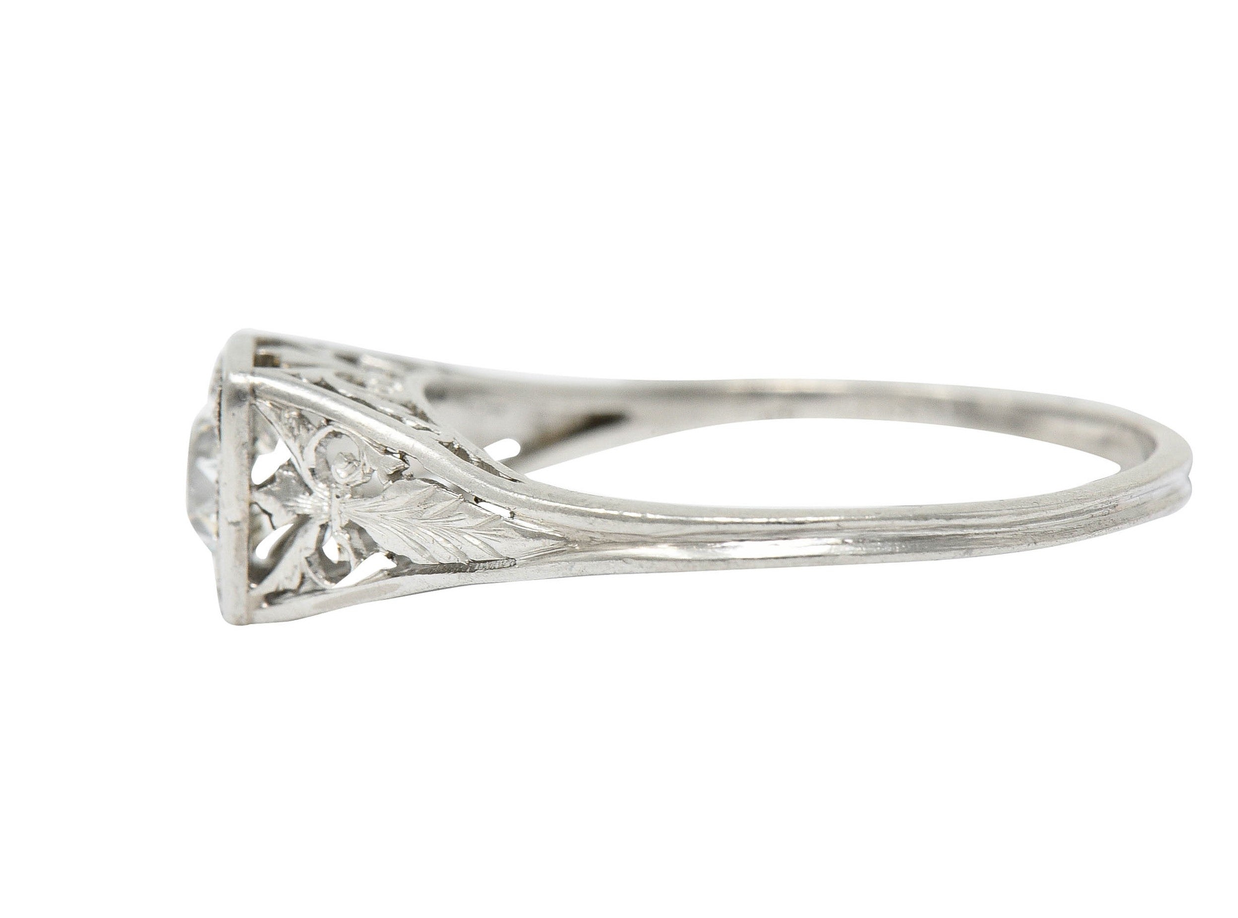 Traub Art Deco 0.46 CTW Diamond Platinum Foliate Engagement RingRing - Wilson's Estate Jewelry