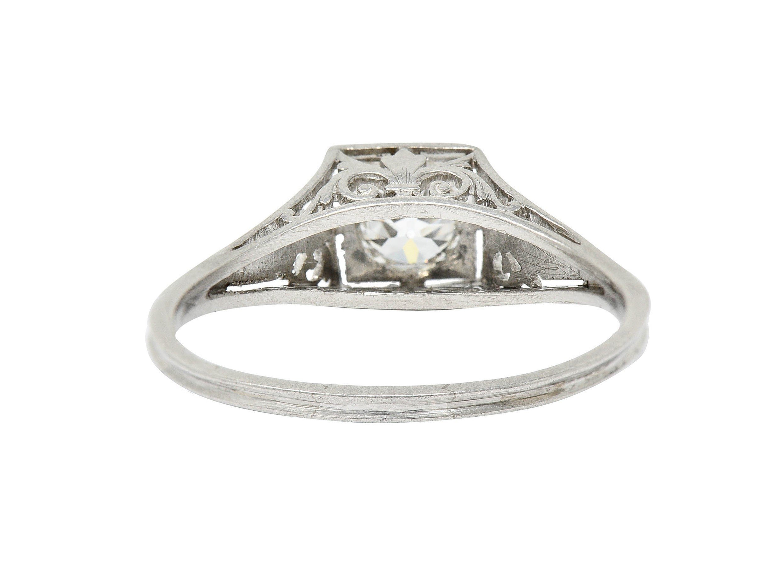 Traub Art Deco 0.46 CTW Diamond Platinum Foliate Engagement RingRing - Wilson's Estate Jewelry