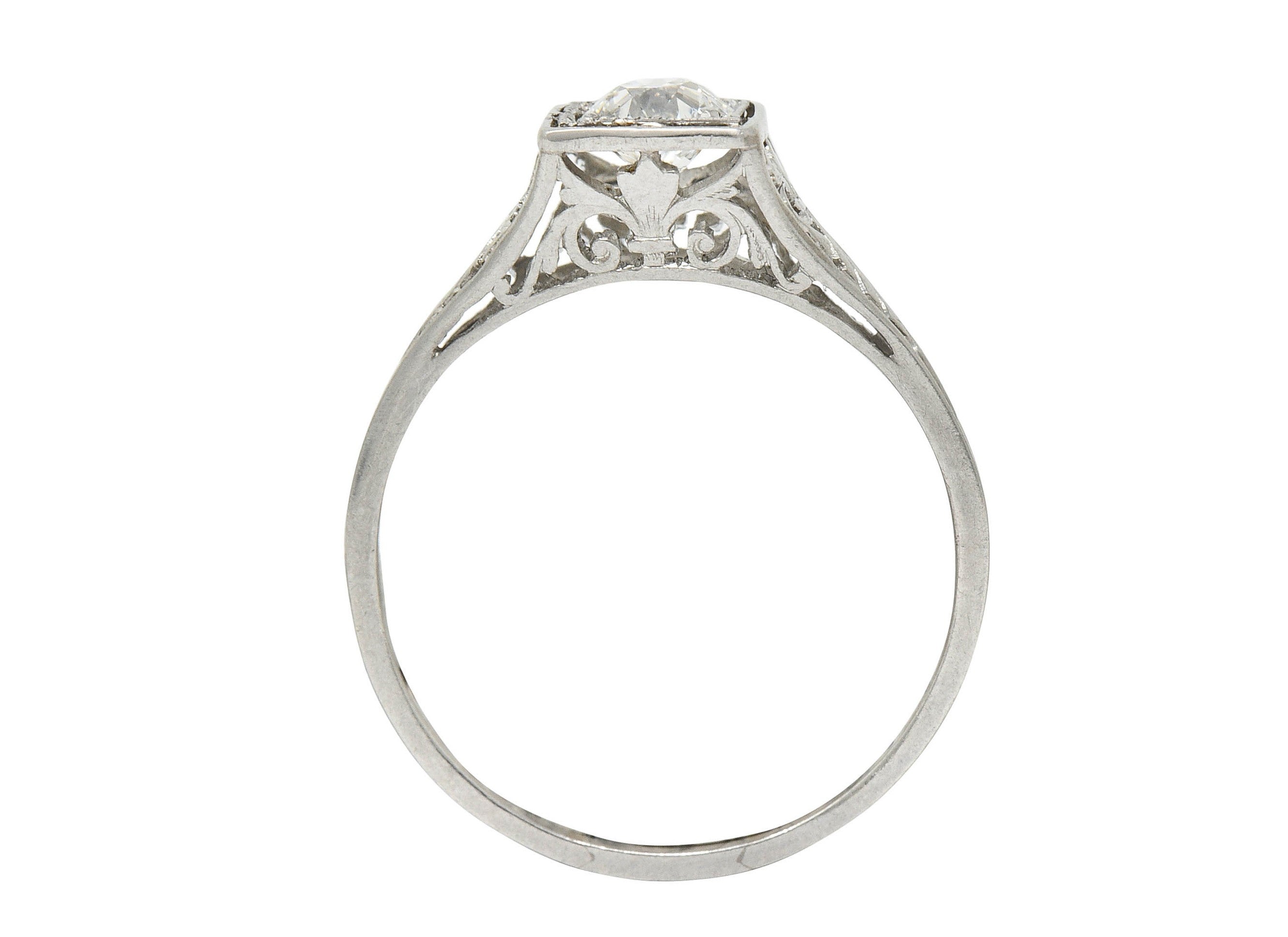 Traub Art Deco 0.46 CTW Diamond Platinum Foliate Engagement RingRing - Wilson's Estate Jewelry