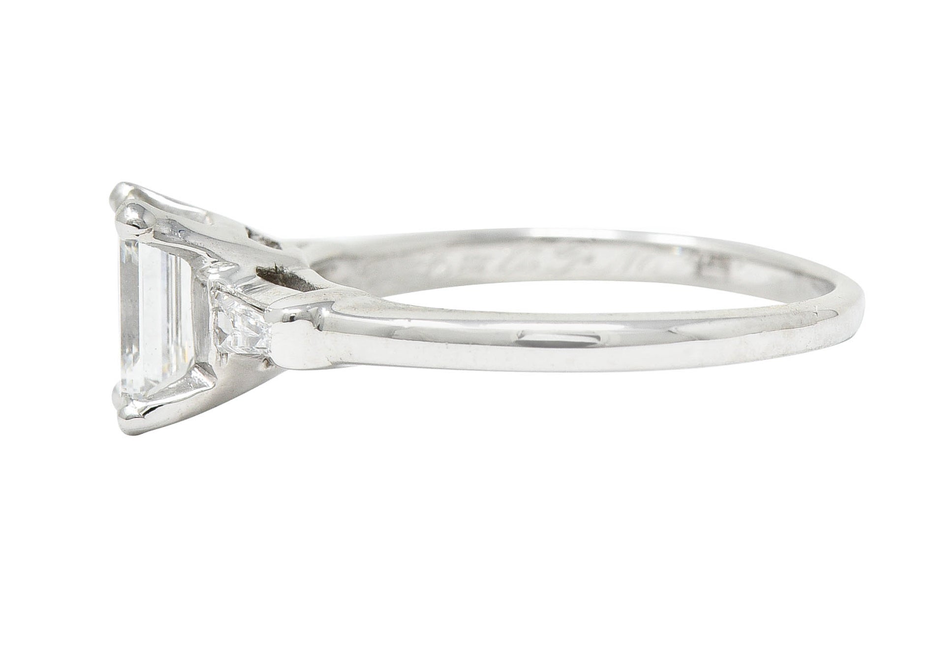 Mid-Century 1.10 CTW Emerald Cut Diamond Platinum Engagement RingRing - Wilson's Estate Jewelry