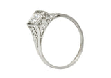 Traub Art Deco 0.46 CTW Diamond Platinum Foliate Engagement RingRing - Wilson's Estate Jewelry