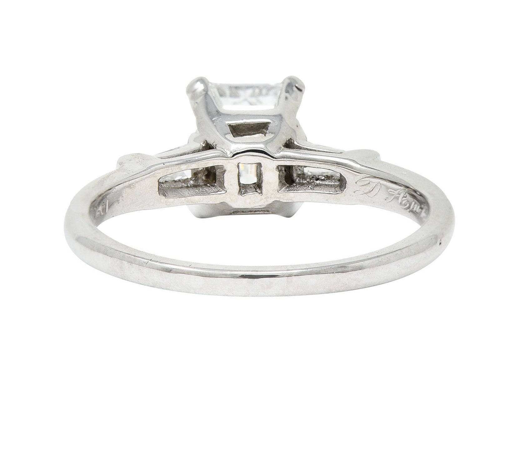 Mid-Century 1.10 CTW Emerald Cut Diamond Platinum Engagement RingRing - Wilson's Estate Jewelry