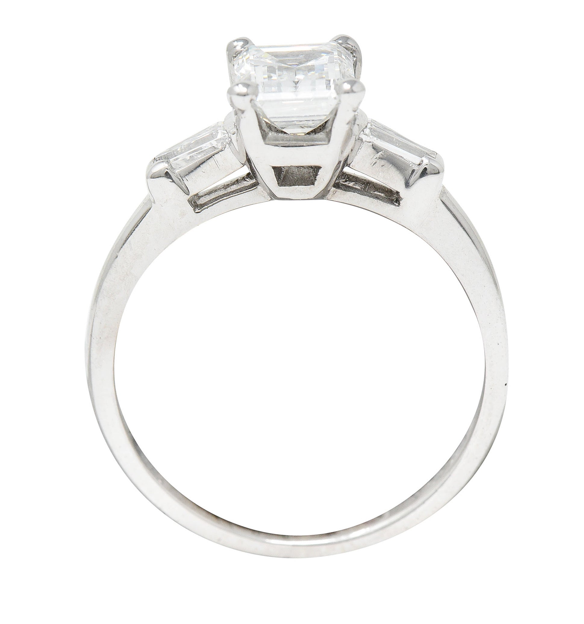 Mid-Century 1.10 CTW Emerald Cut Diamond Platinum Engagement RingRing - Wilson's Estate Jewelry