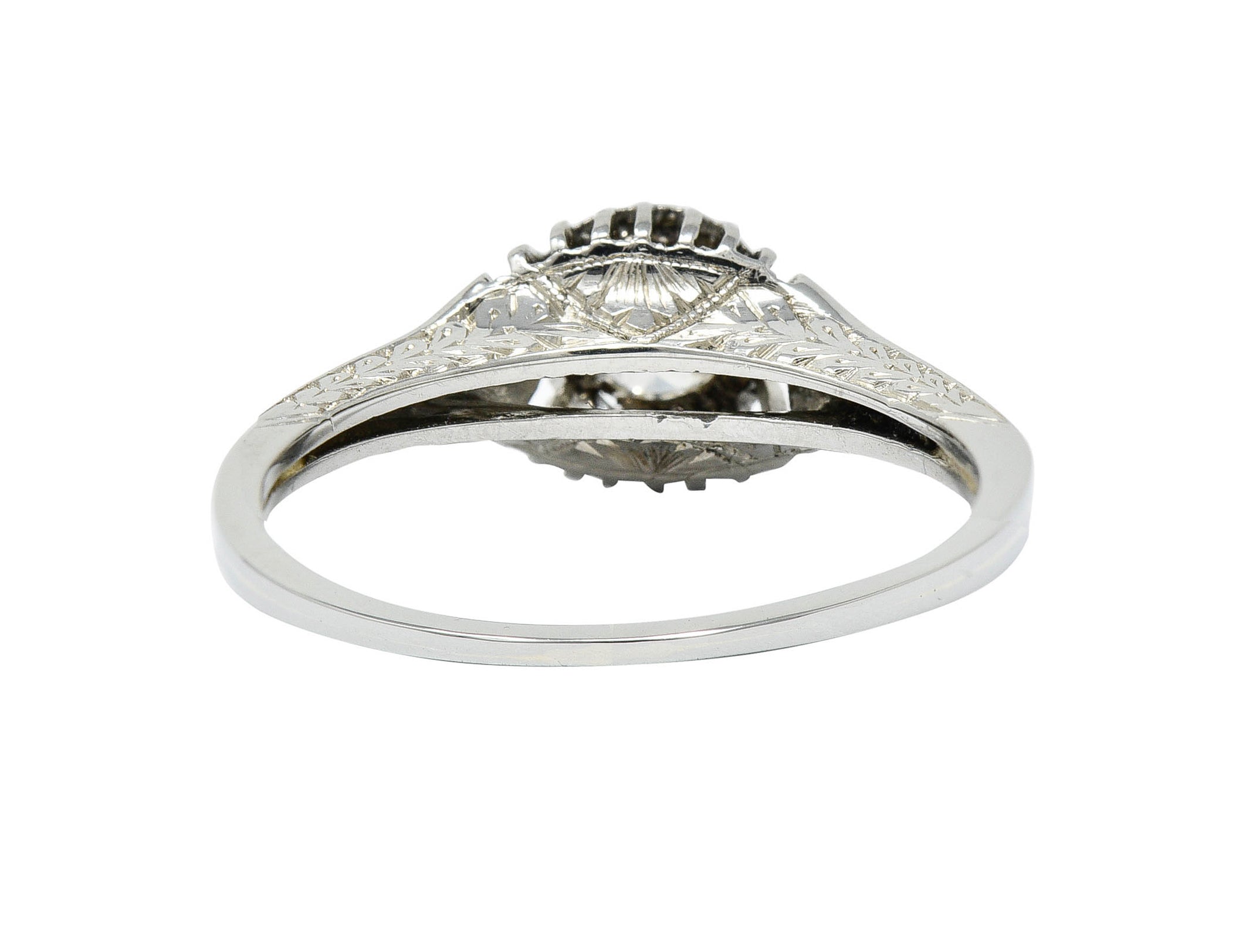 Art Deco 0.35 CTW Diamond 18 Karat White Gold Foliate Engagement RingRing - Wilson's Estate Jewelry