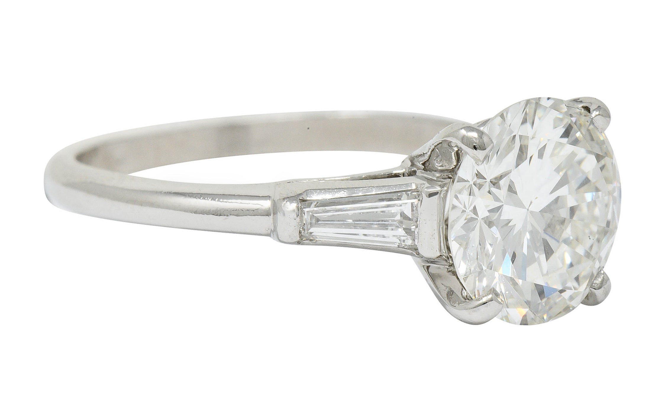 1950's Mid-Century 2.62 CTW Diamond Platinum Engagement Ring GIARing - Wilson's Estate Jewelry