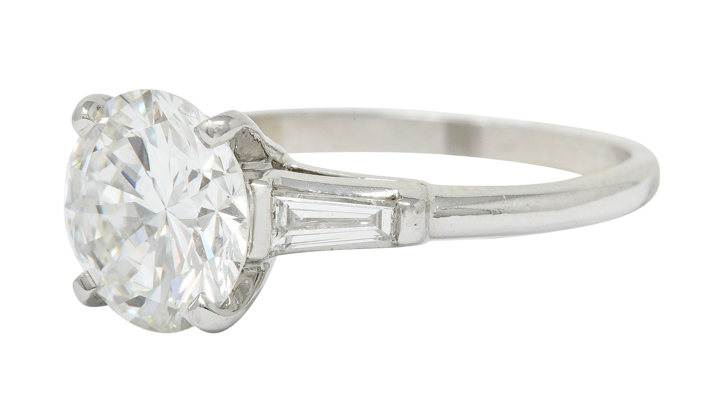 1950's Mid-Century 2.62 CTW Diamond Platinum Engagement Ring GIARing - Wilson's Estate Jewelry