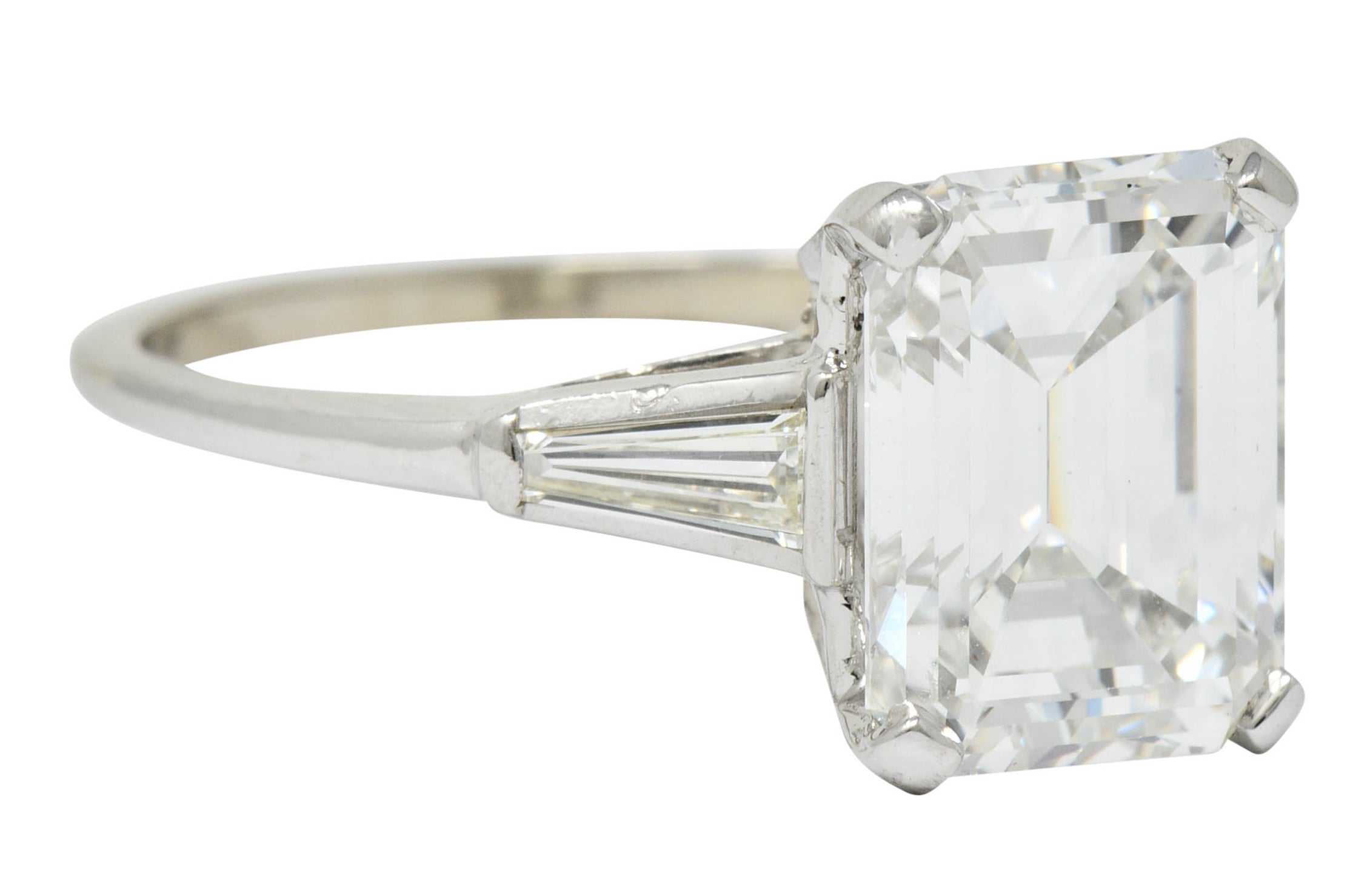 Substantial 4.58 CTW Emerald Cut Diamond Platinum Engagement Ring GIARing - Wilson's Estate Jewelry