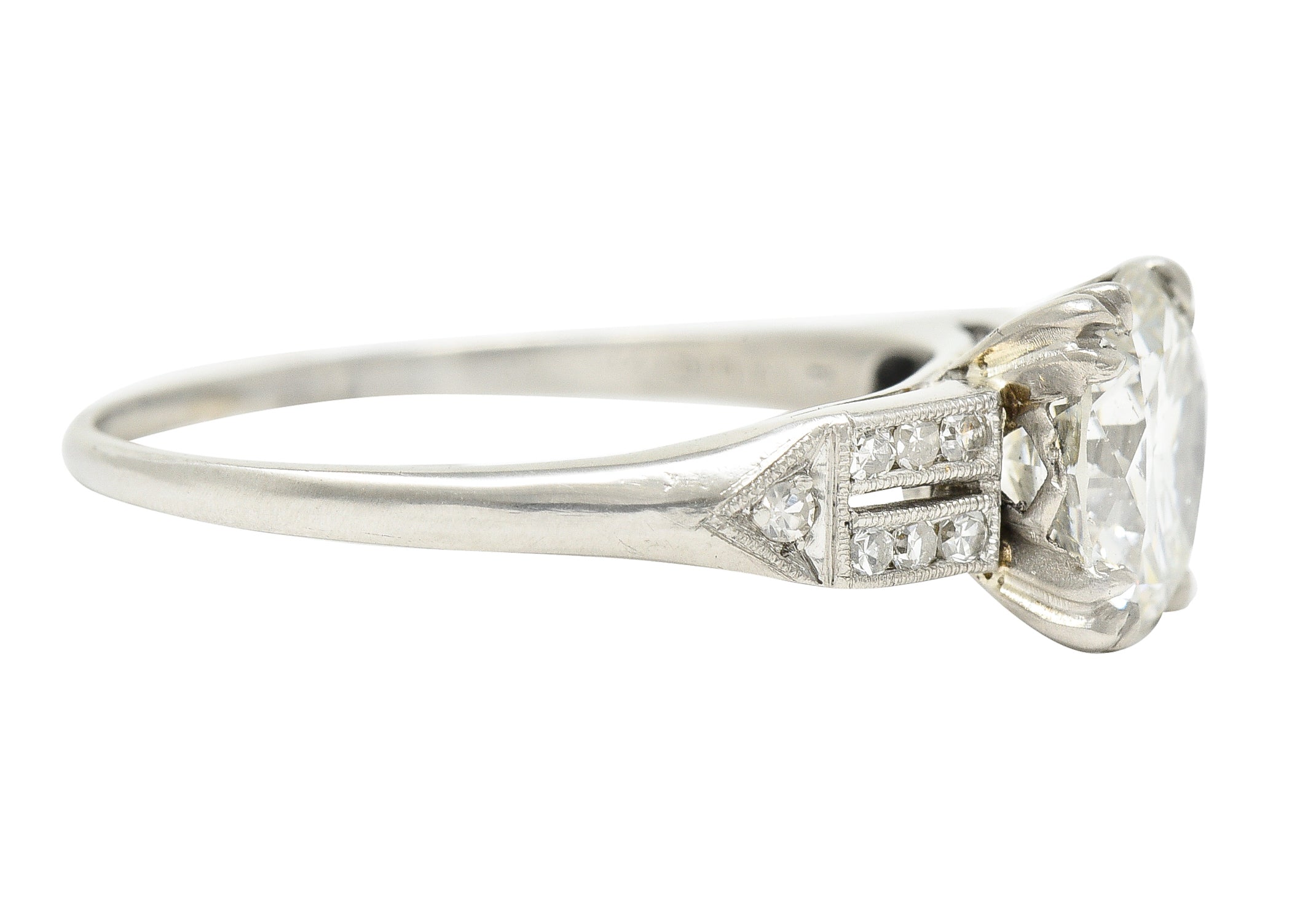 Art Deco 2.01 CTW Old European Cut Diamond Platinum Arrow Engagement Ring GIA Wilson's Estate Jewelry