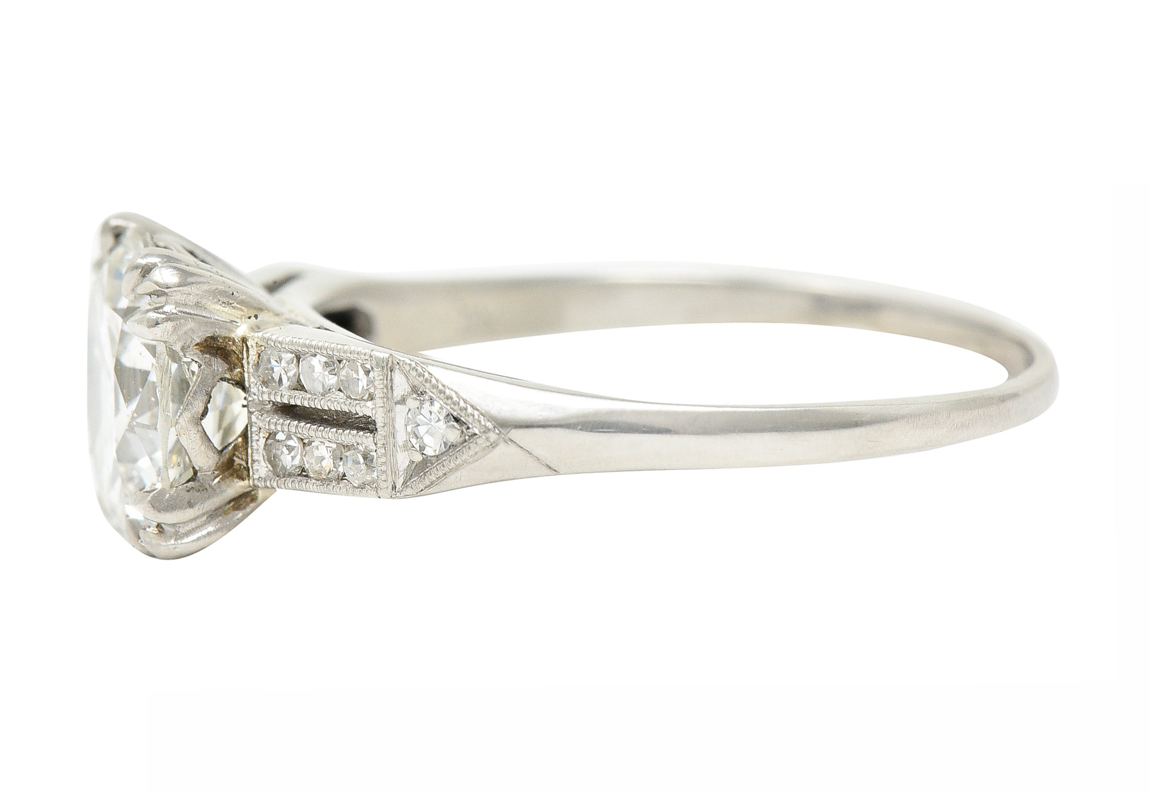 Art Deco 2.01 CTW Old European Cut Diamond Platinum Arrow Engagement Ring GIA Wilson's Estate Jewelry