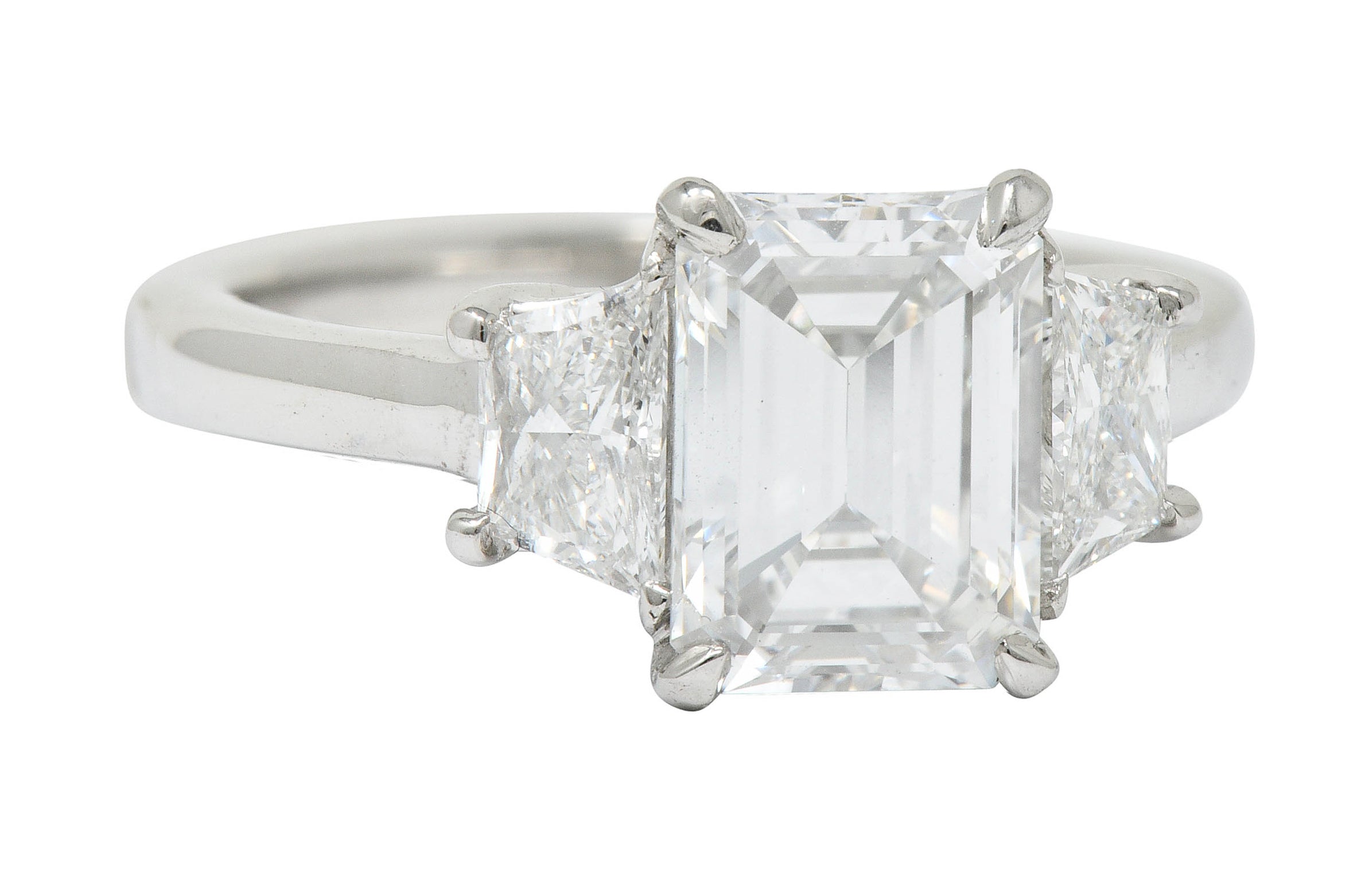 2.81 CTW Emerald Cut Diamond Platinum Engagement Ring GIARing - Wilson's Estate Jewelry