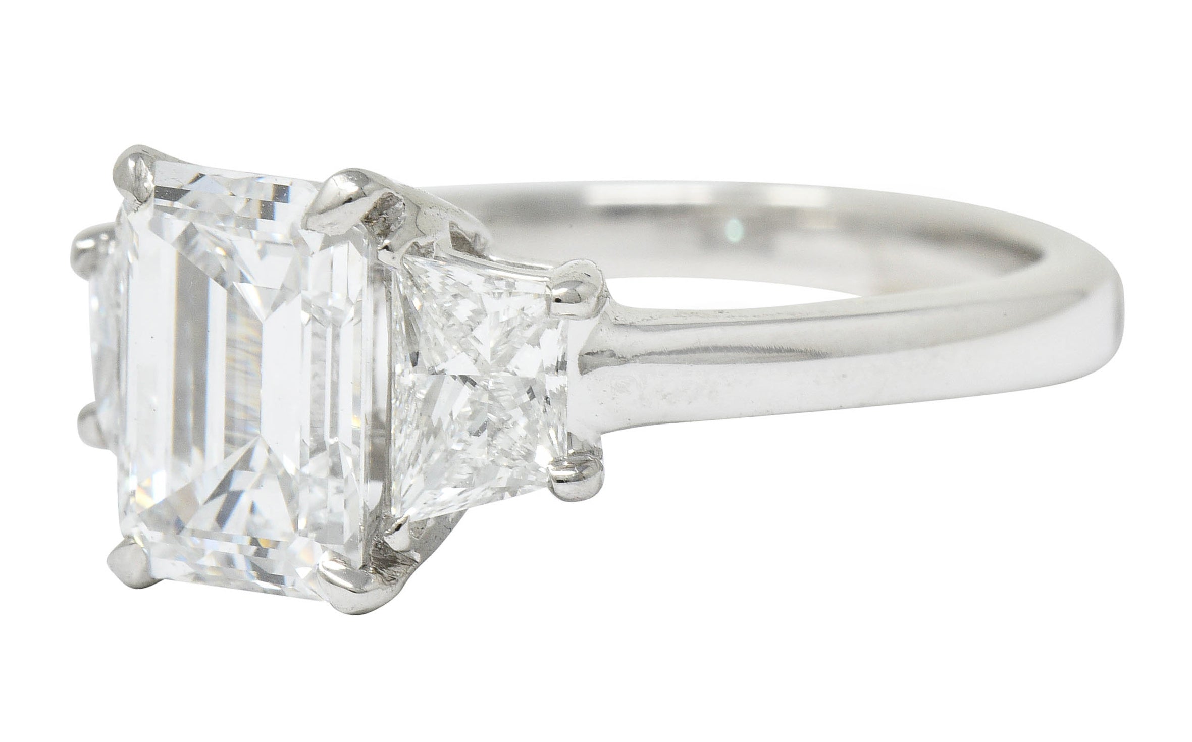 2.81 CTW Emerald Cut Diamond Platinum Engagement Ring GIARing - Wilson's Estate Jewelry