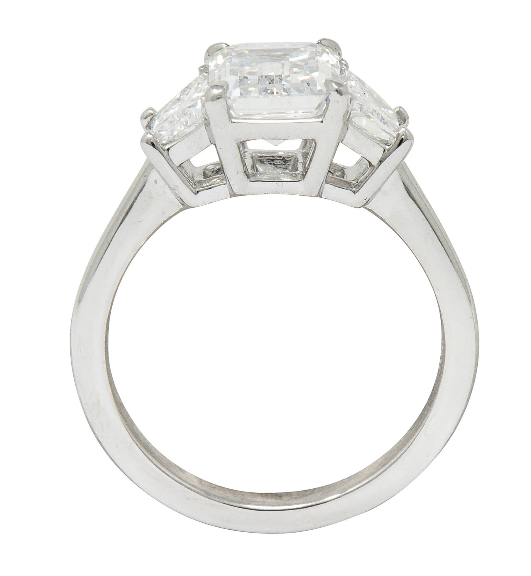 2.81 CTW Emerald Cut Diamond Platinum Engagement Ring GIARing - Wilson's Estate Jewelry