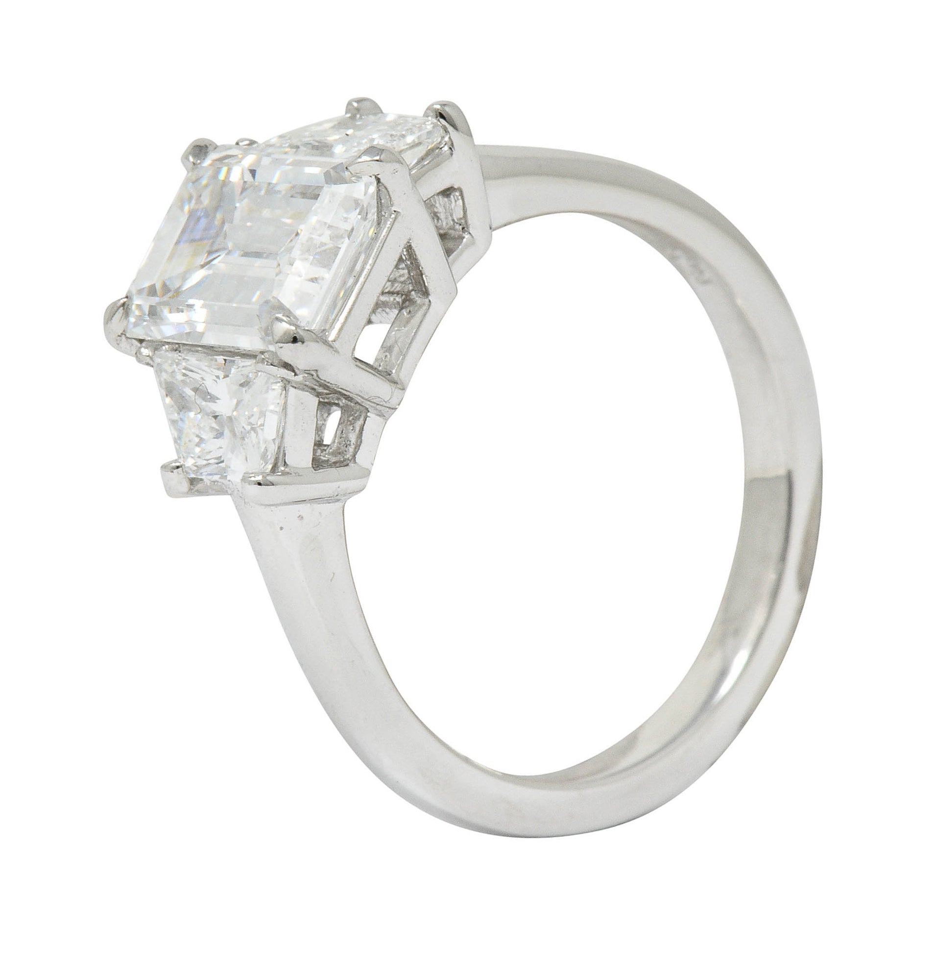 2.81 CTW Emerald Cut Diamond Platinum Engagement Ring GIARing - Wilson's Estate Jewelry