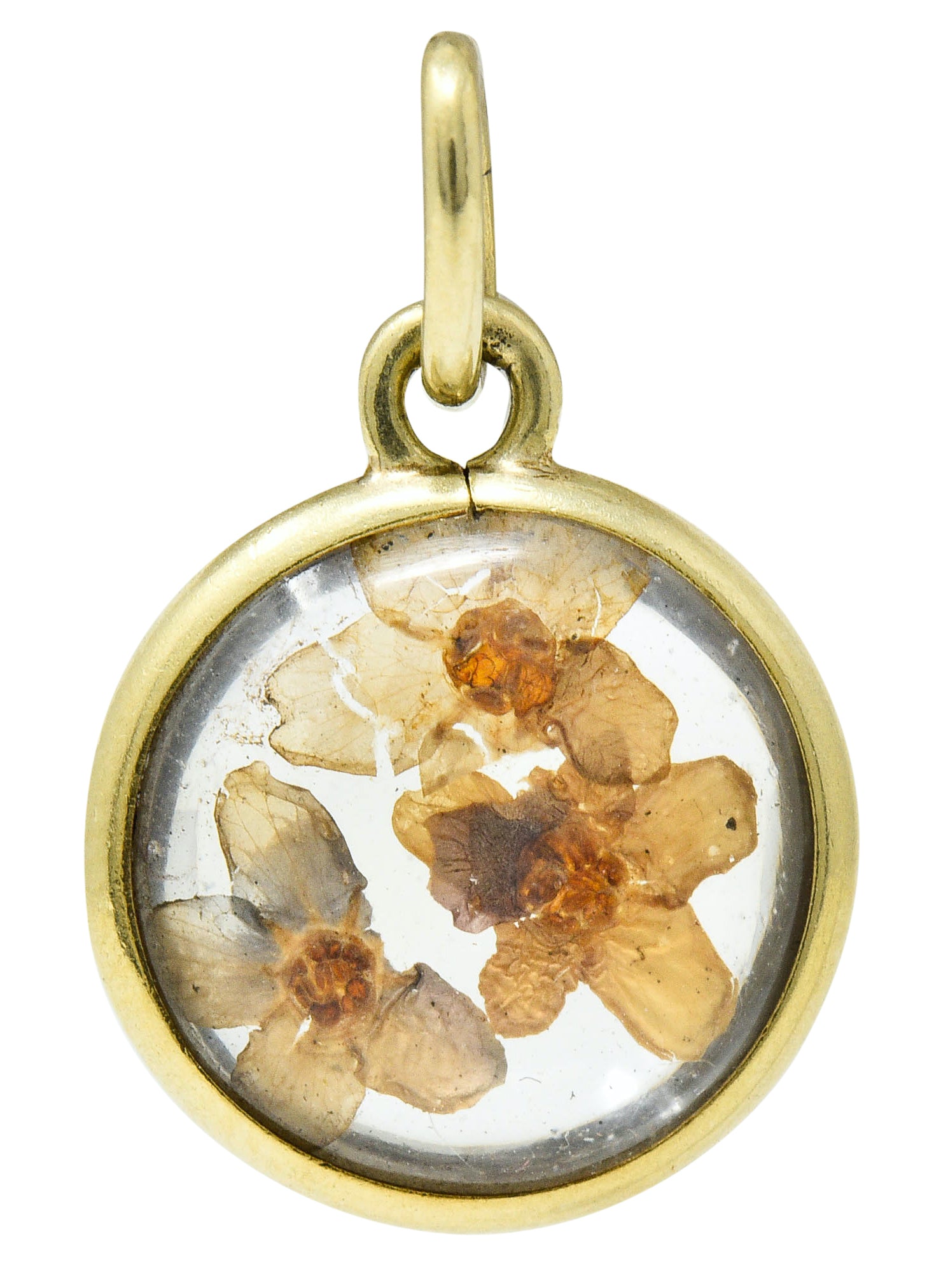 1950's Mid-Century 14 Karat Gold Pressed Flower Charmcharm - Wilson's Estate Jewelry