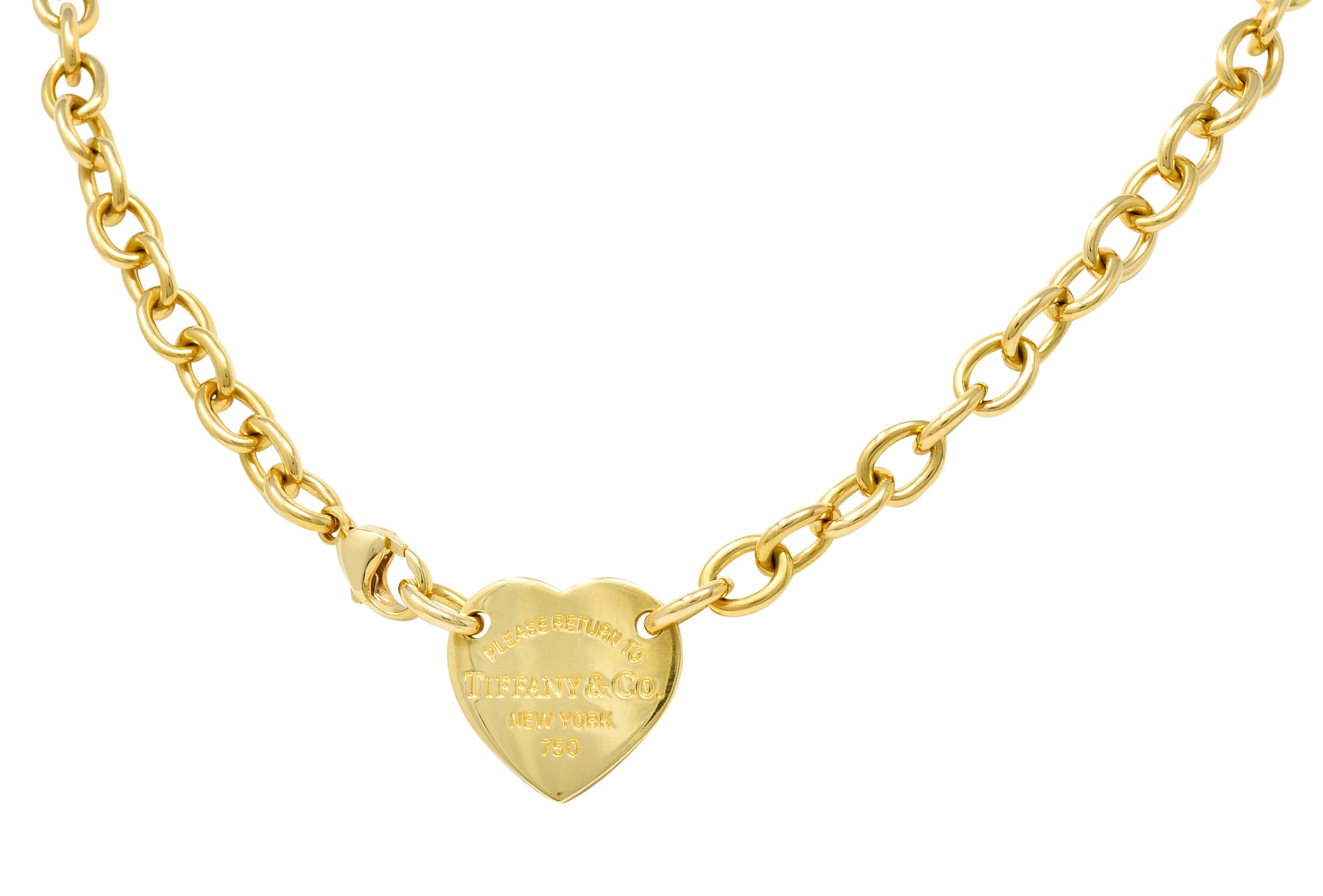 We-5886 Tiffany & Co. Vintage 18 Karat Gold Tiffany Heart Collar NecklaceNecklace - Wilson's Estate Jewelry