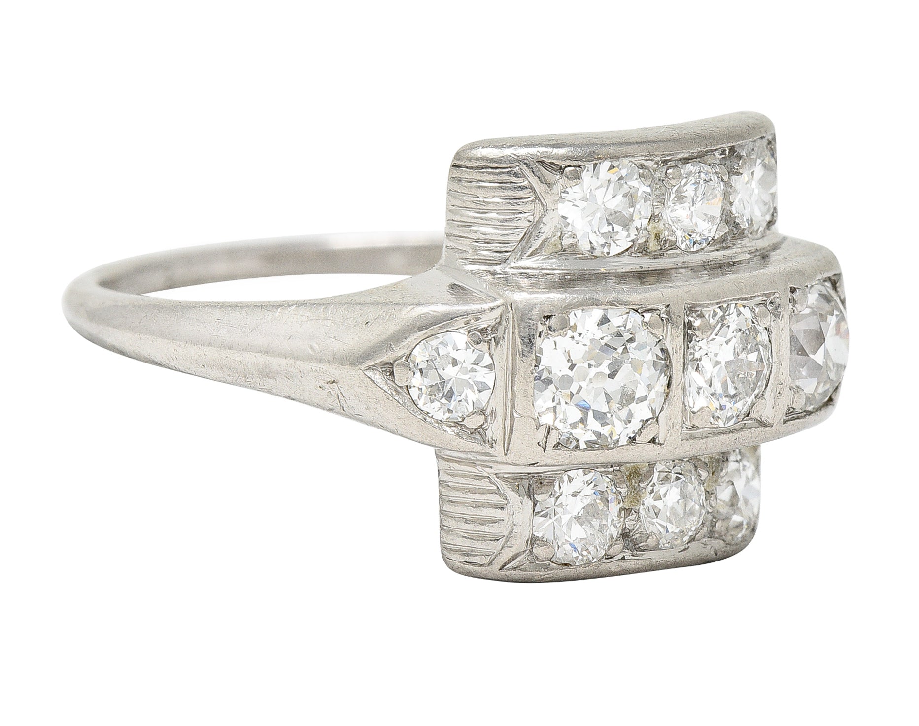 Art Deco 1.00 CTW Diamond Platinum Antique Dinner Ring Wilson's Estate Jewelry