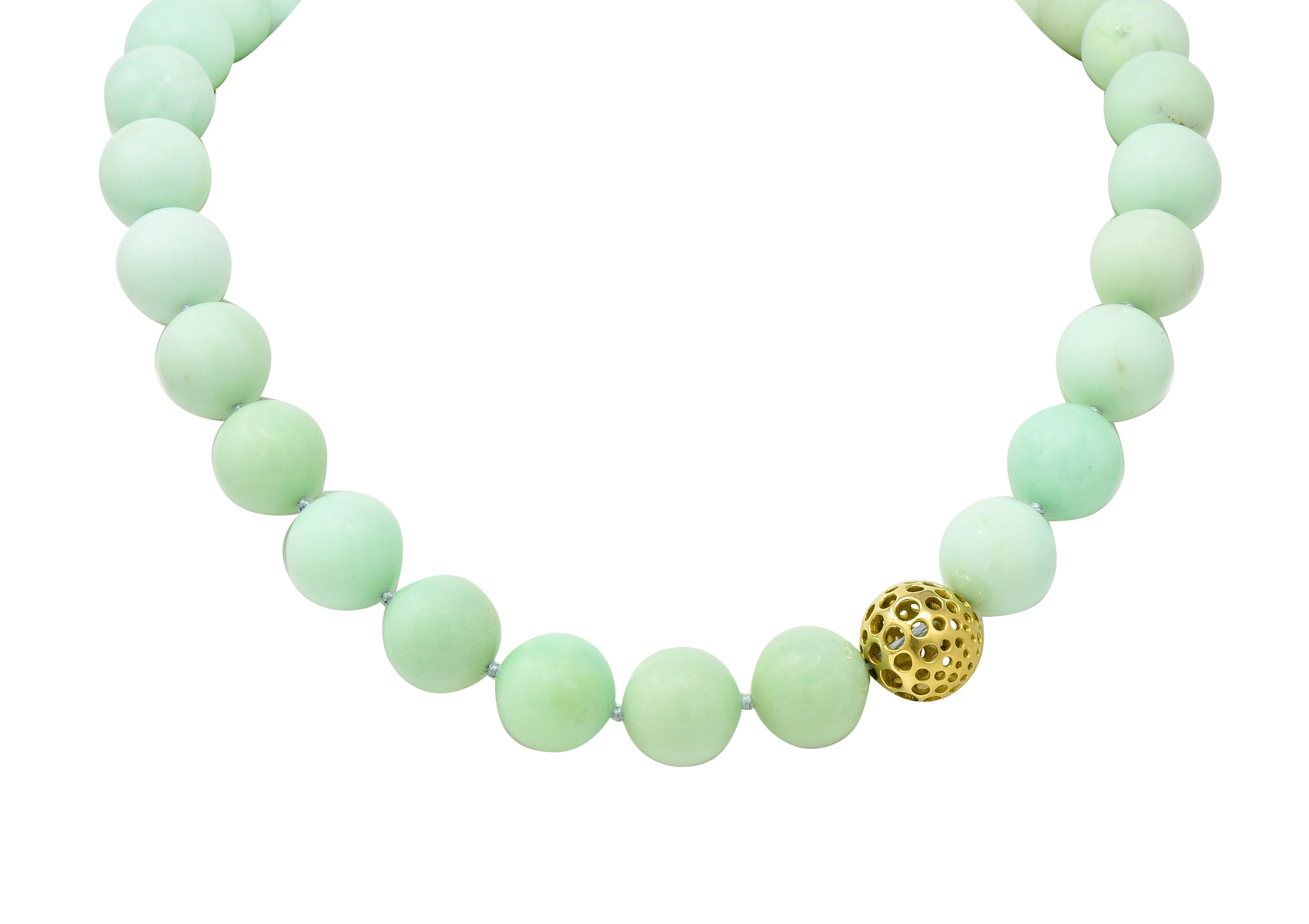 Angela Cummings Chrysoprase 18 Karat Gold Bead Station Necklace - Wilson's Estate Jewelry