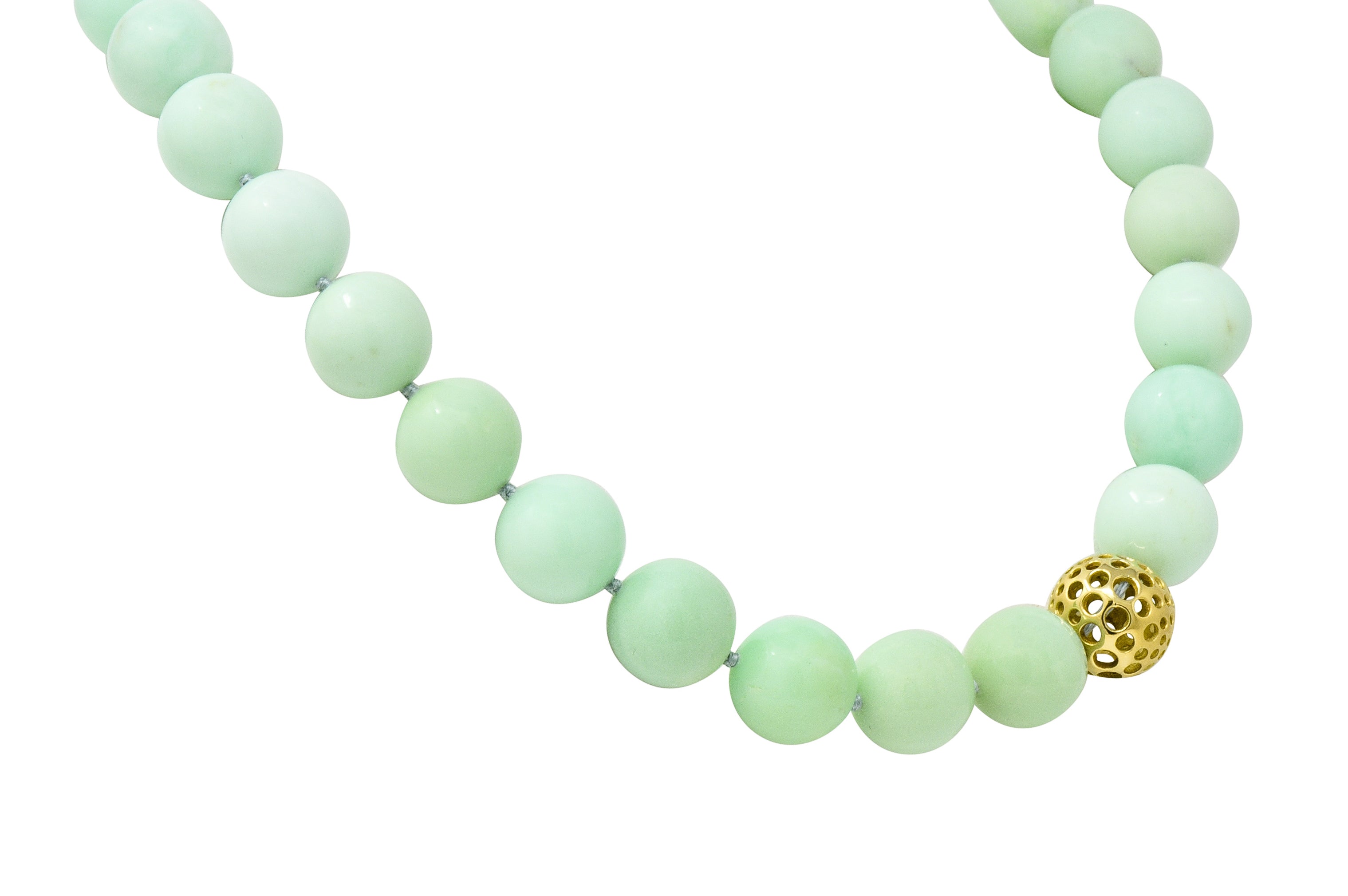 Angela Cummings Chrysoprase 18 Karat Gold Bead Station Necklace - Wilson's Estate Jewelry