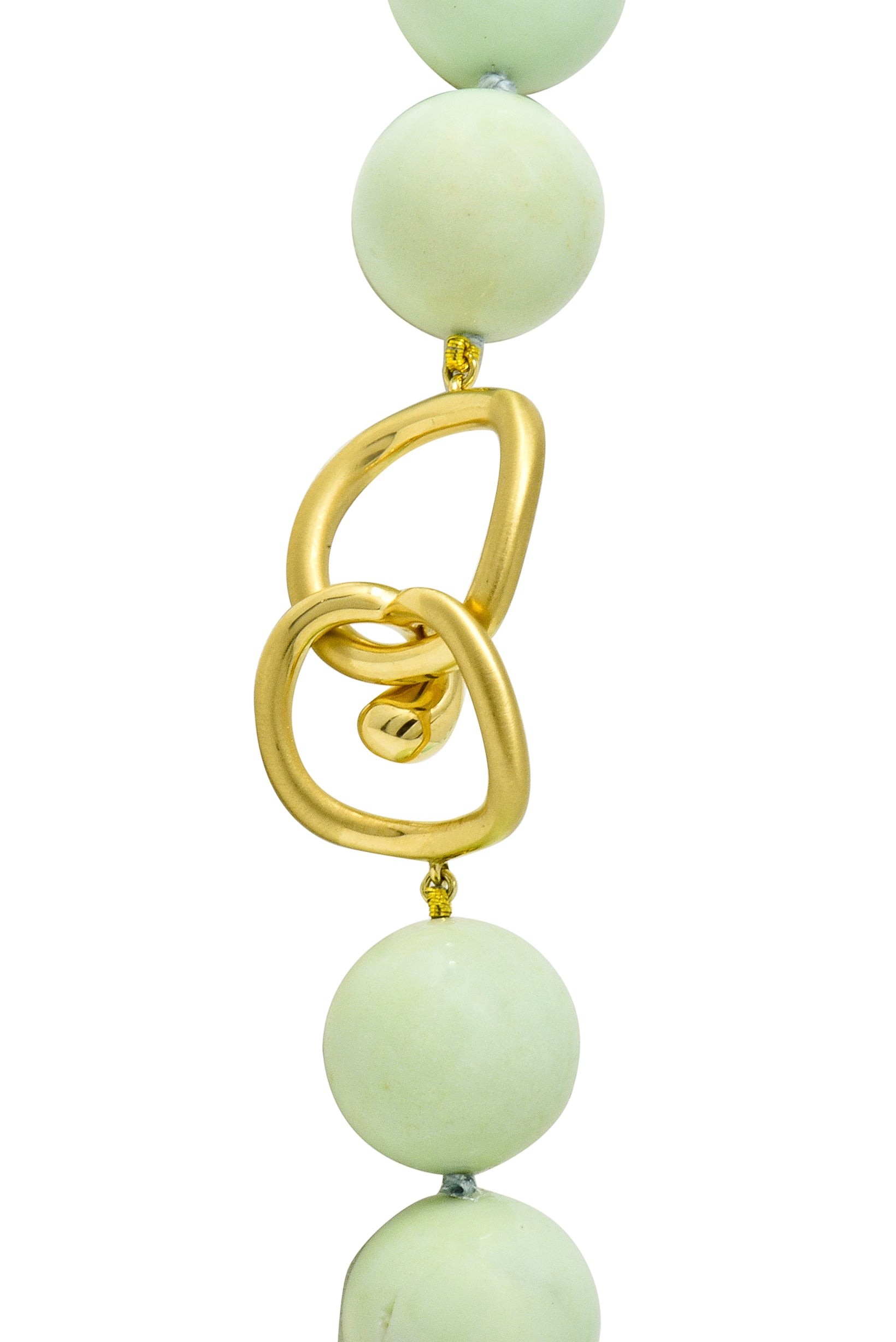 Angela Cummings Chrysoprase 18 Karat Gold Bead Station Necklace - Wilson's Estate Jewelry