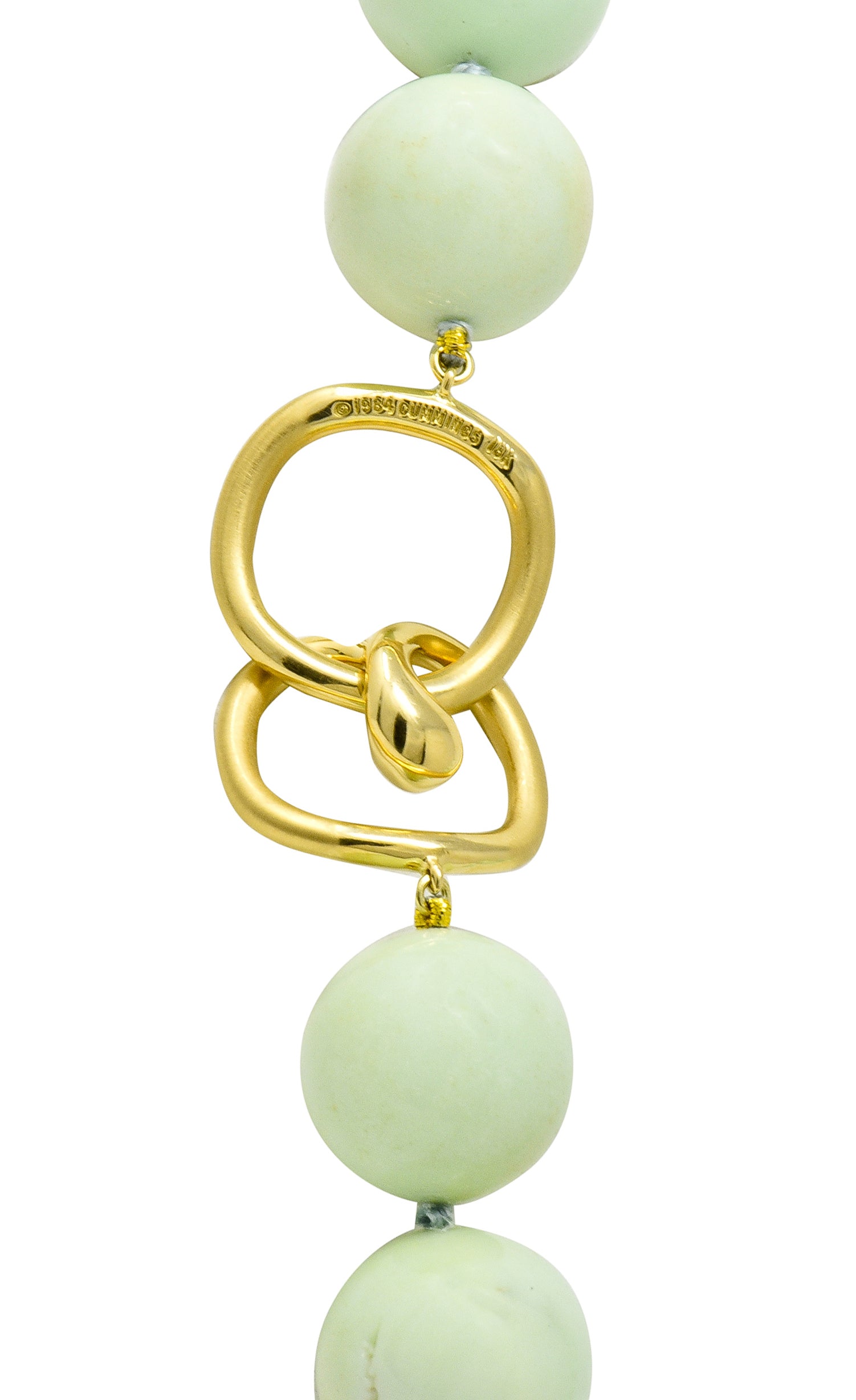 Angela Cummings Chrysoprase 18 Karat Gold Bead Station Necklace - Wilson's Estate Jewelry