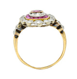 Edwardian Ruby Diamond Platinum-Topped 18 Karat Gold Dinner RingRing - Wilson's Estate Jewelry