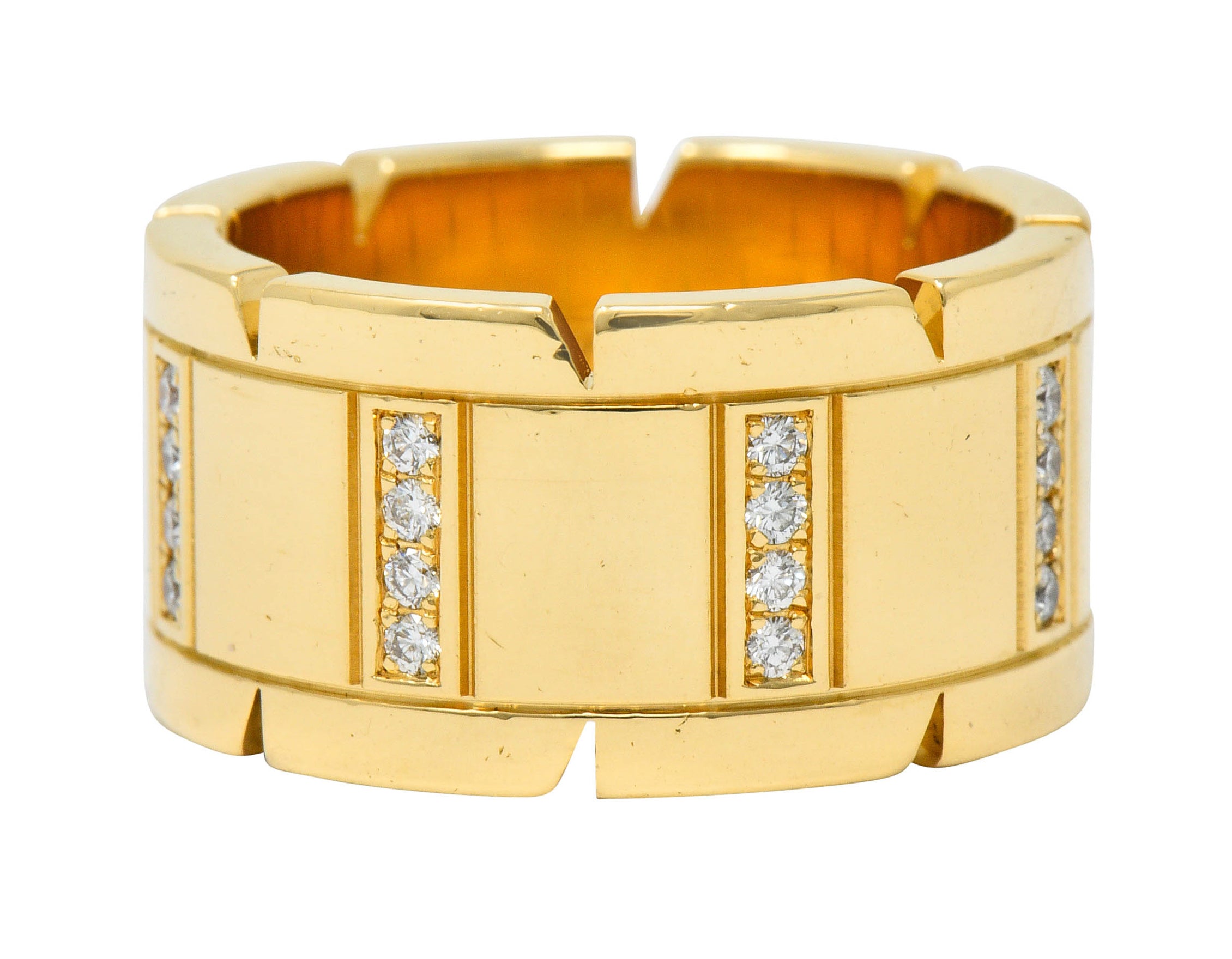 Cartier Vintage Diamond 18 Karat Gold Unisex Tank Francaise Band RingRing - Wilson's Estate Jewelry