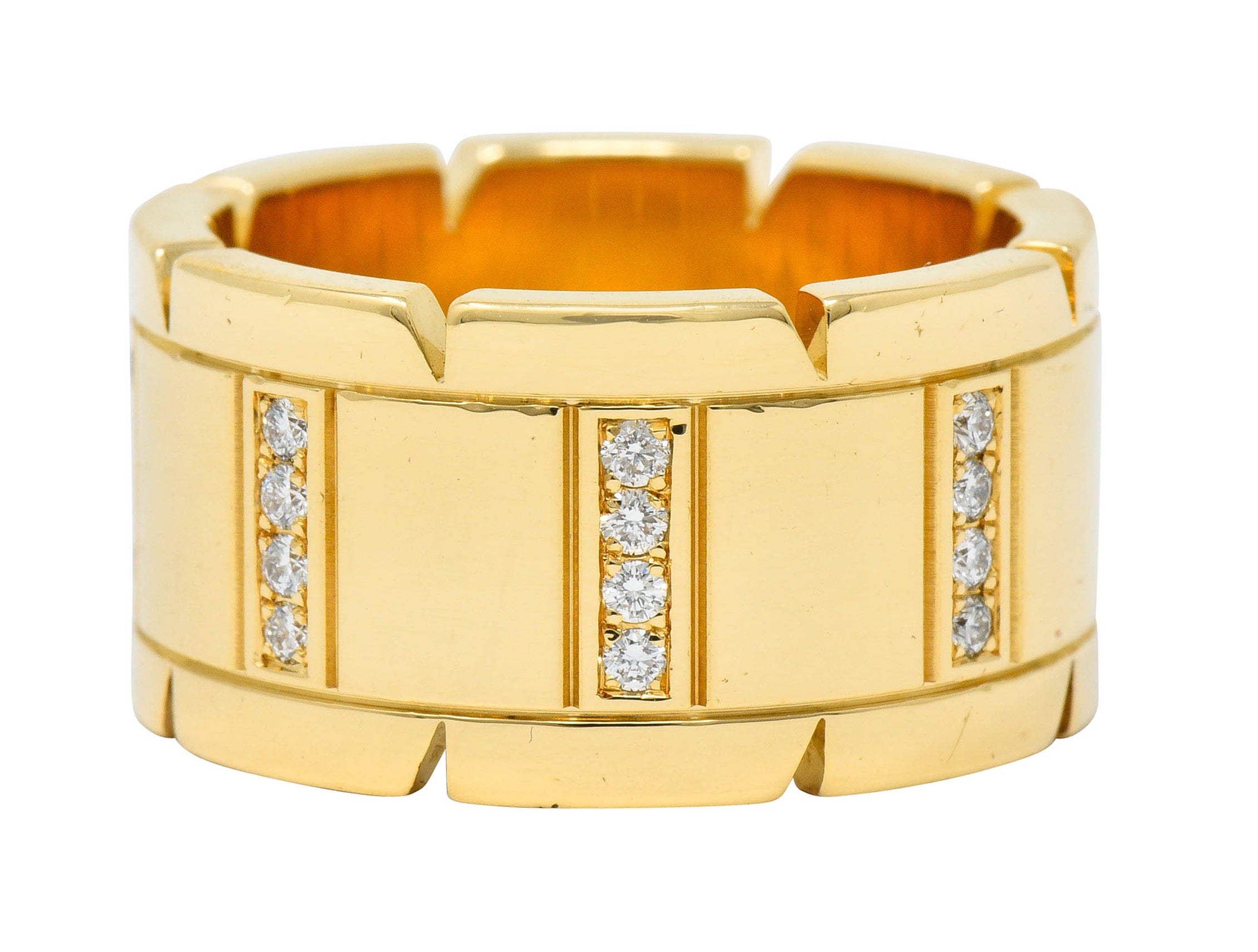 Cartier Vintage Diamond 18 Karat Gold Unisex Tank Francaise Band RingRing - Wilson's Estate Jewelry