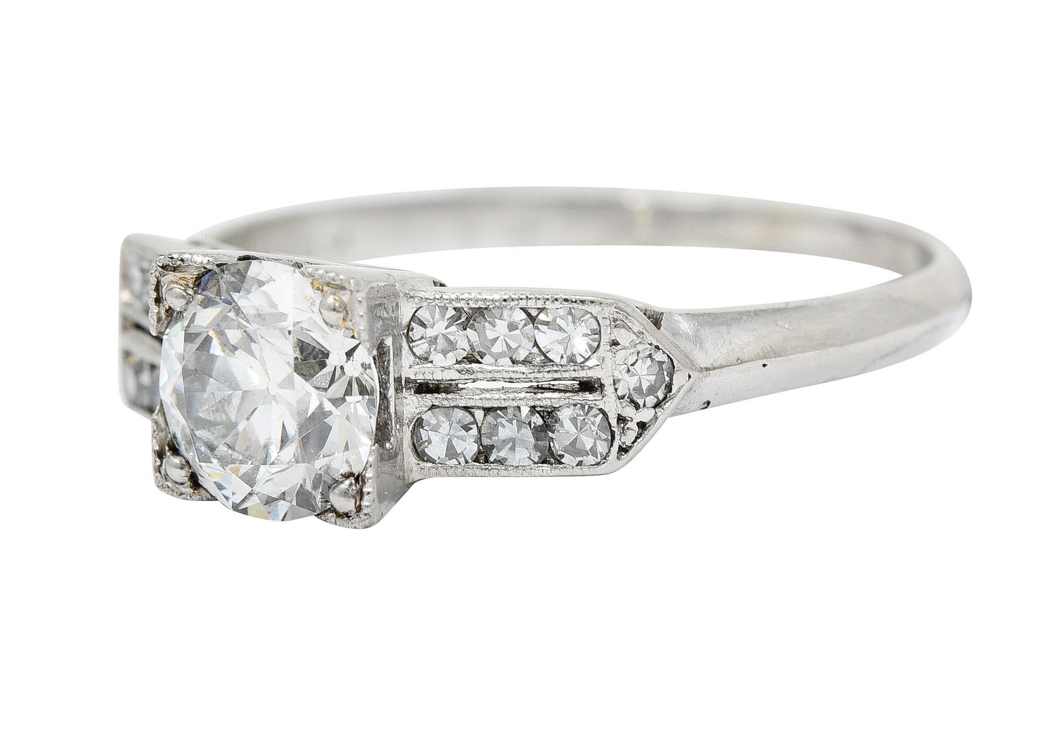 Late Art Deco 0.93 CTW Diamond Platinum Engagement RingRing - Wilson's Estate Jewelry