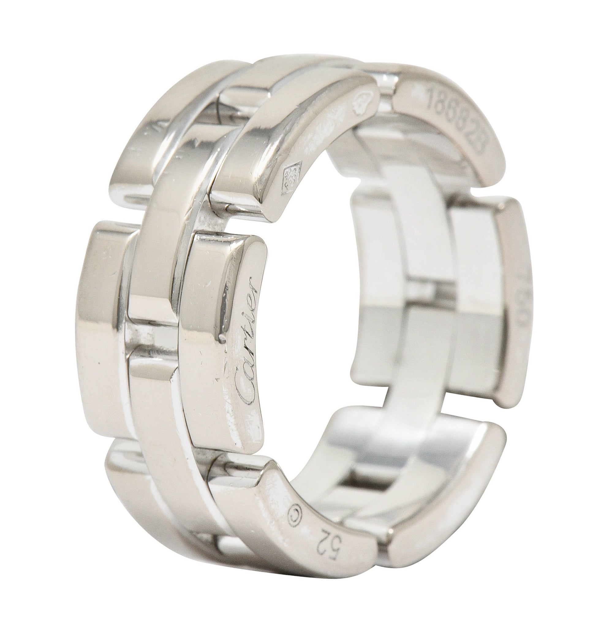 Cartier 18 Karat White Gold French Maillon Panthere Band RingRing - Wilson's Estate Jewelry