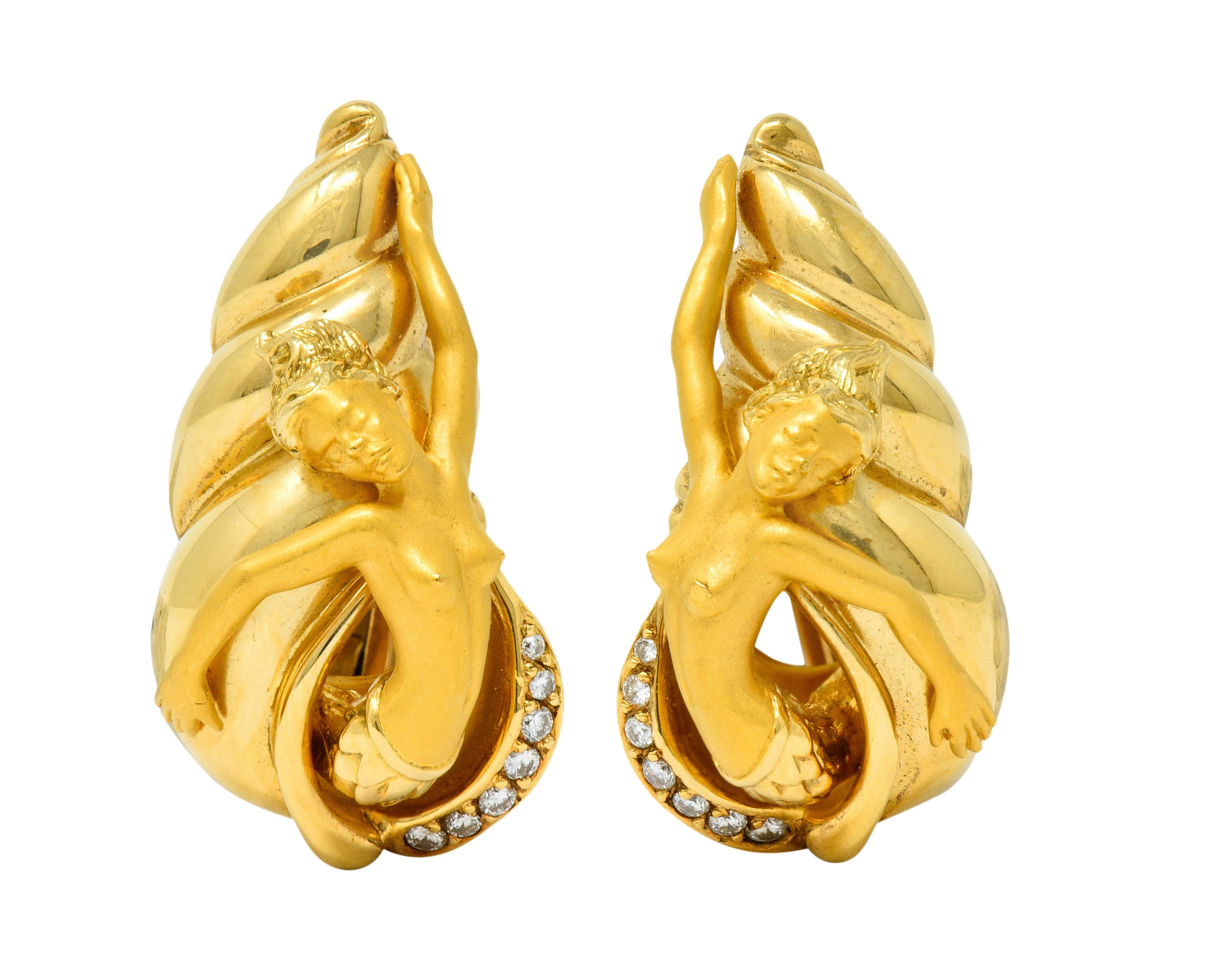 Carrera Y Carrera Diamond 18 Karat Gold Mermaid EarringsEarrings - Wilson's Estate Jewelry