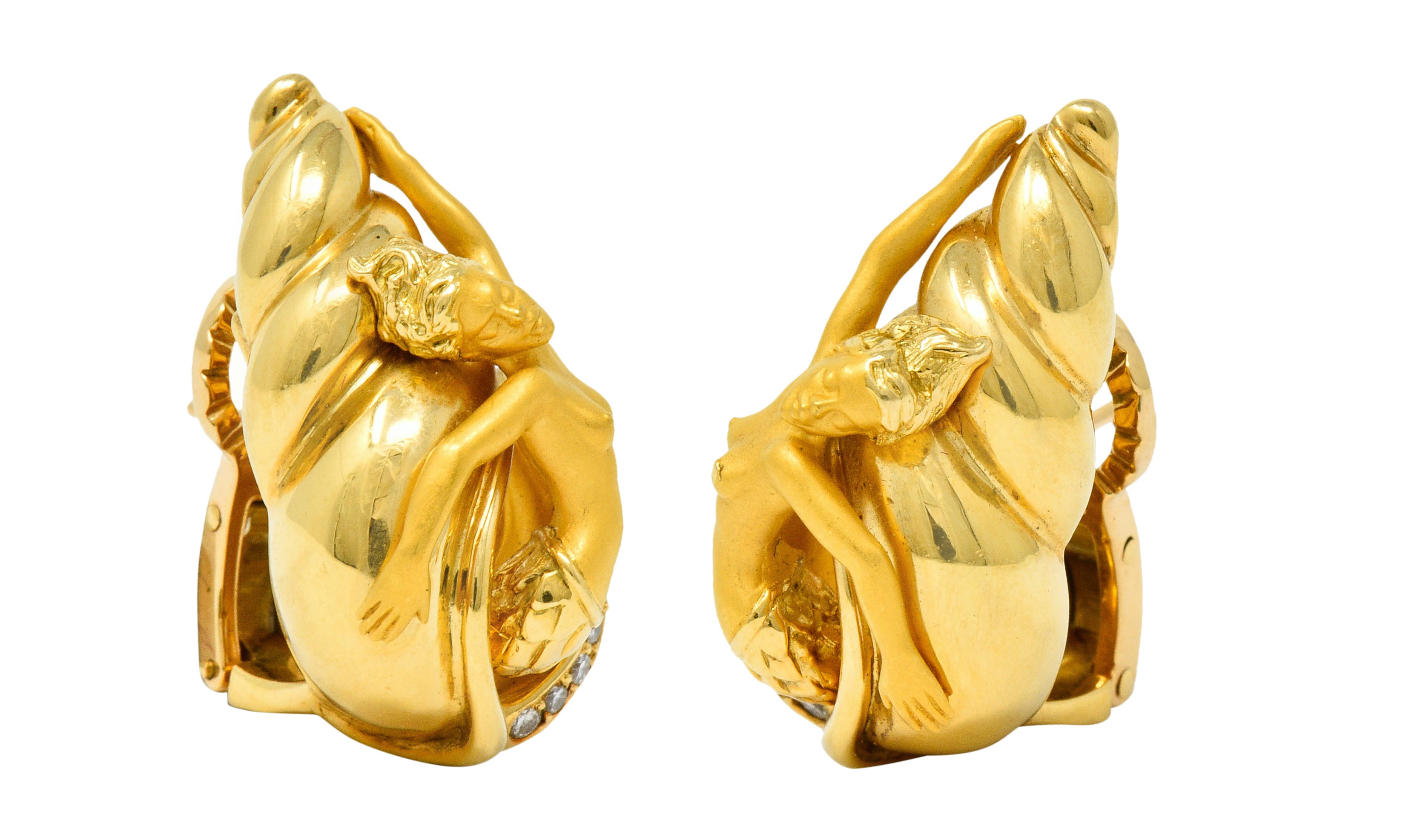 Carrera Y Carrera Diamond 18 Karat Gold Mermaid EarringsEarrings - Wilson's Estate Jewelry