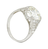 Art Deco 3.79 CTW Transitional Cut Diamond Platinum Garland Engagement Ring Wilson's Estate Jewelry
