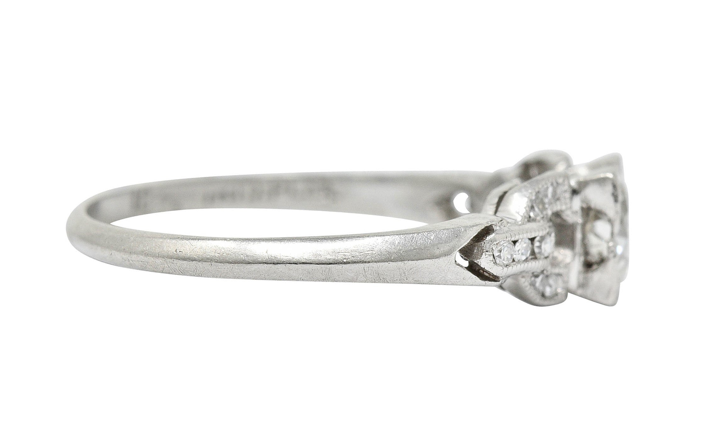 1940's Retro 0.53 CTW Diamond Platinum Buckle Engagement RingRing - Wilson's Estate Jewelry