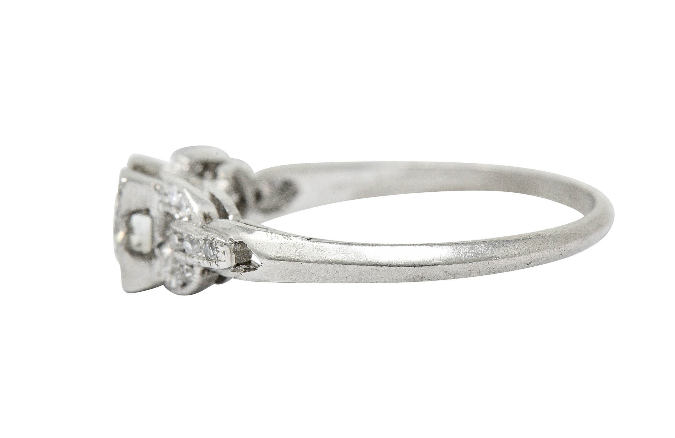 1940's Retro 0.53 CTW Diamond Platinum Buckle Engagement RingRing - Wilson's Estate Jewelry