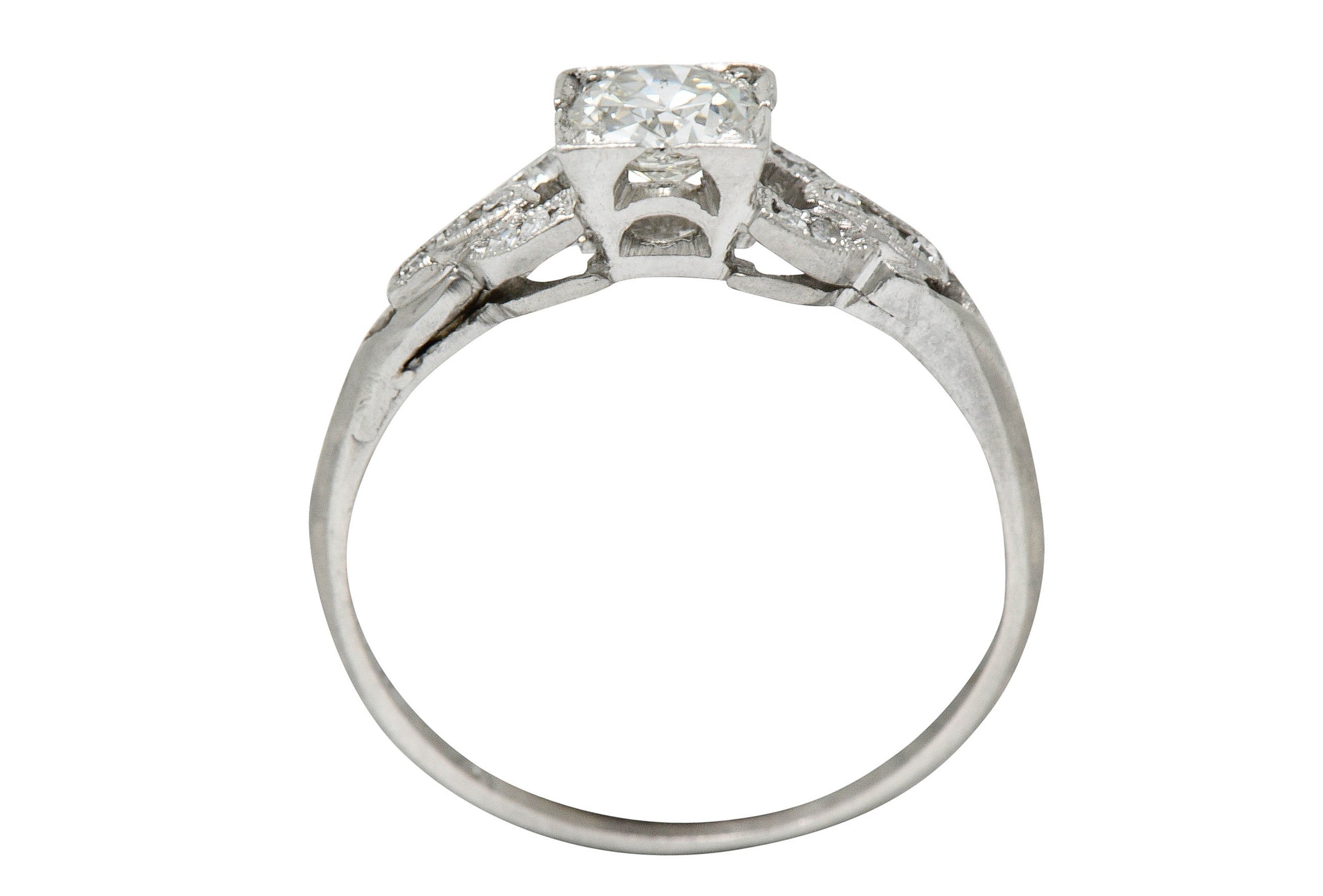 1940's Retro 0.53 CTW Diamond Platinum Buckle Engagement RingRing - Wilson's Estate Jewelry