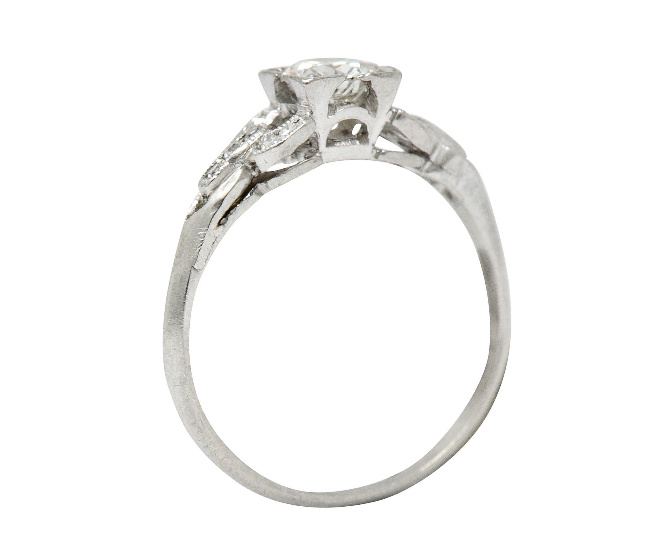 1940's Retro 0.53 CTW Diamond Platinum Buckle Engagement RingRing - Wilson's Estate Jewelry