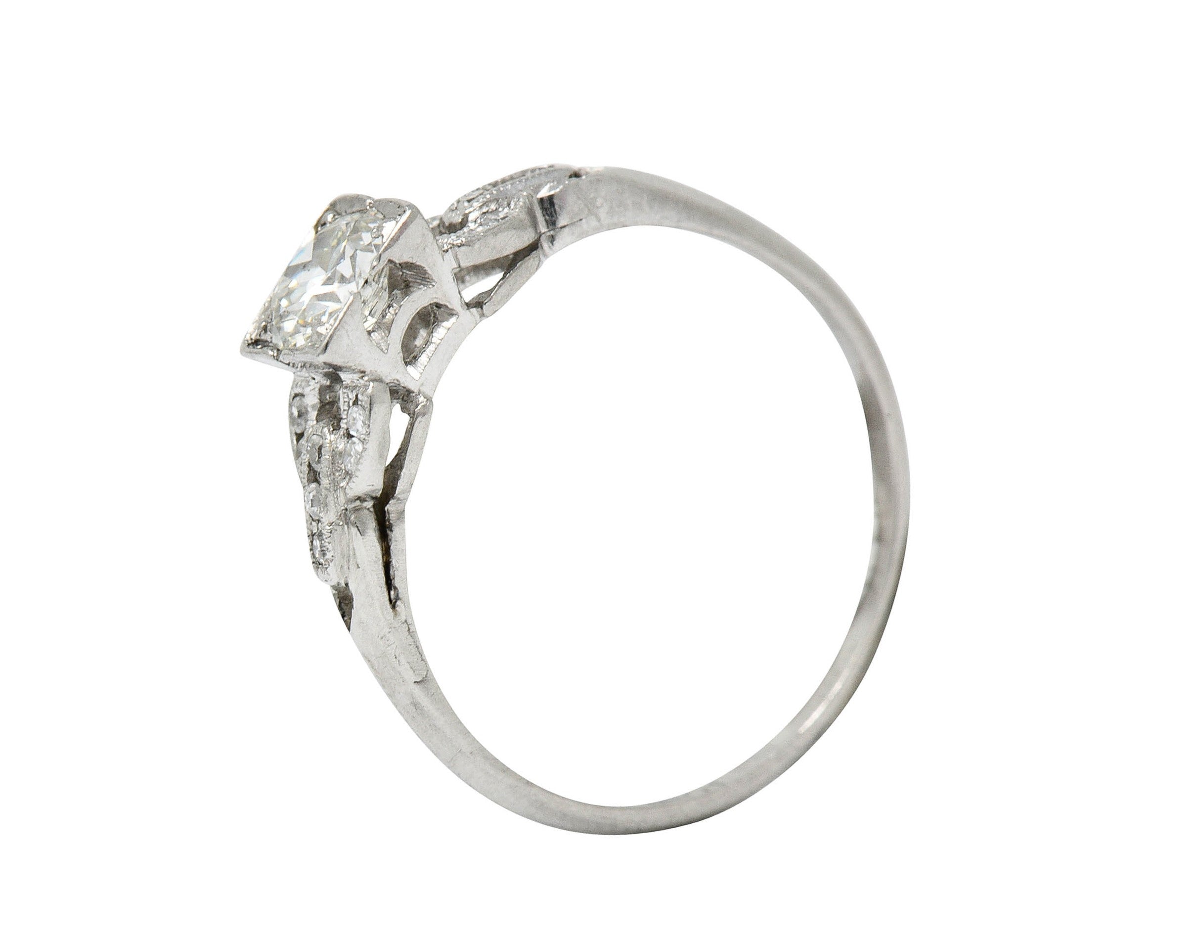 1940's Retro 0.53 CTW Diamond Platinum Buckle Engagement RingRing - Wilson's Estate Jewelry