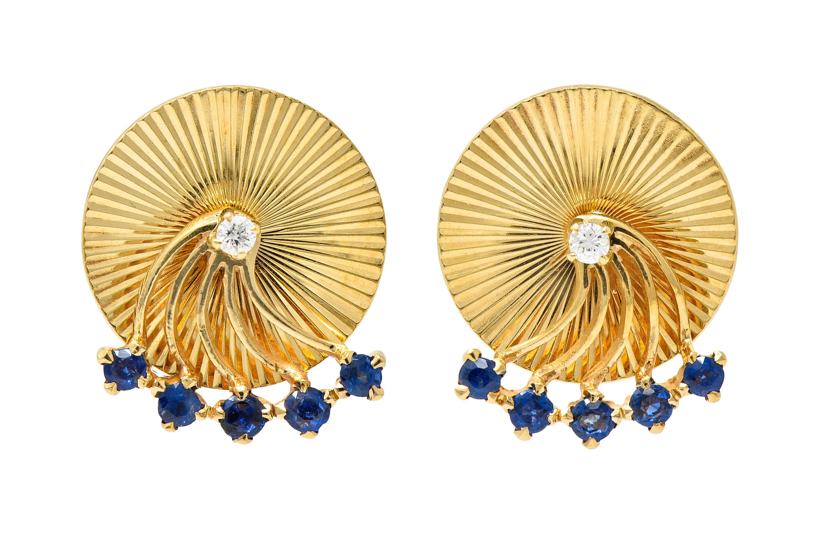 Cartier Retro Sapphire Diamond 14 Karat Gold Screwback EarringsEarrings - Wilson's Estate Jewelry