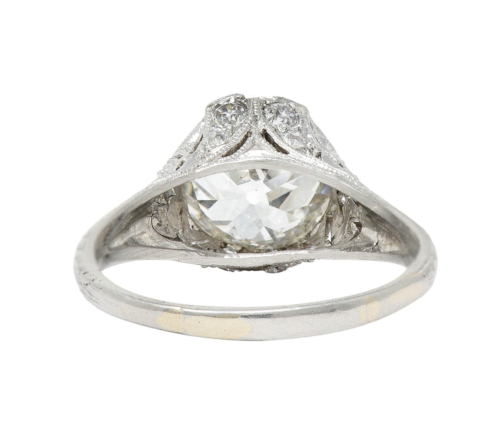 Antique Edwardian 2.25 CTW Diamond Platinum Scrolled Engagement RingRing - Wilson's Estate Jewelry