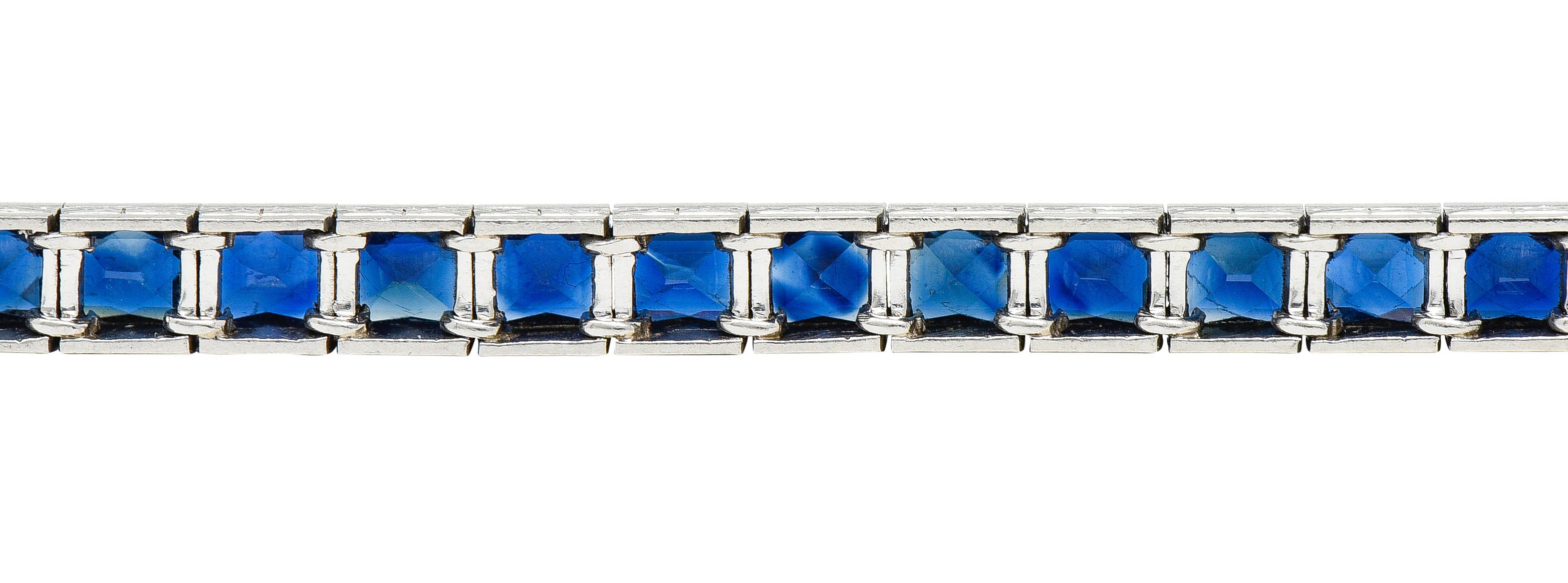 Art Deco 14.00 CTW French Cut Sapphire Platinum Line Braceletbracelet - Wilson's Estate Jewelry